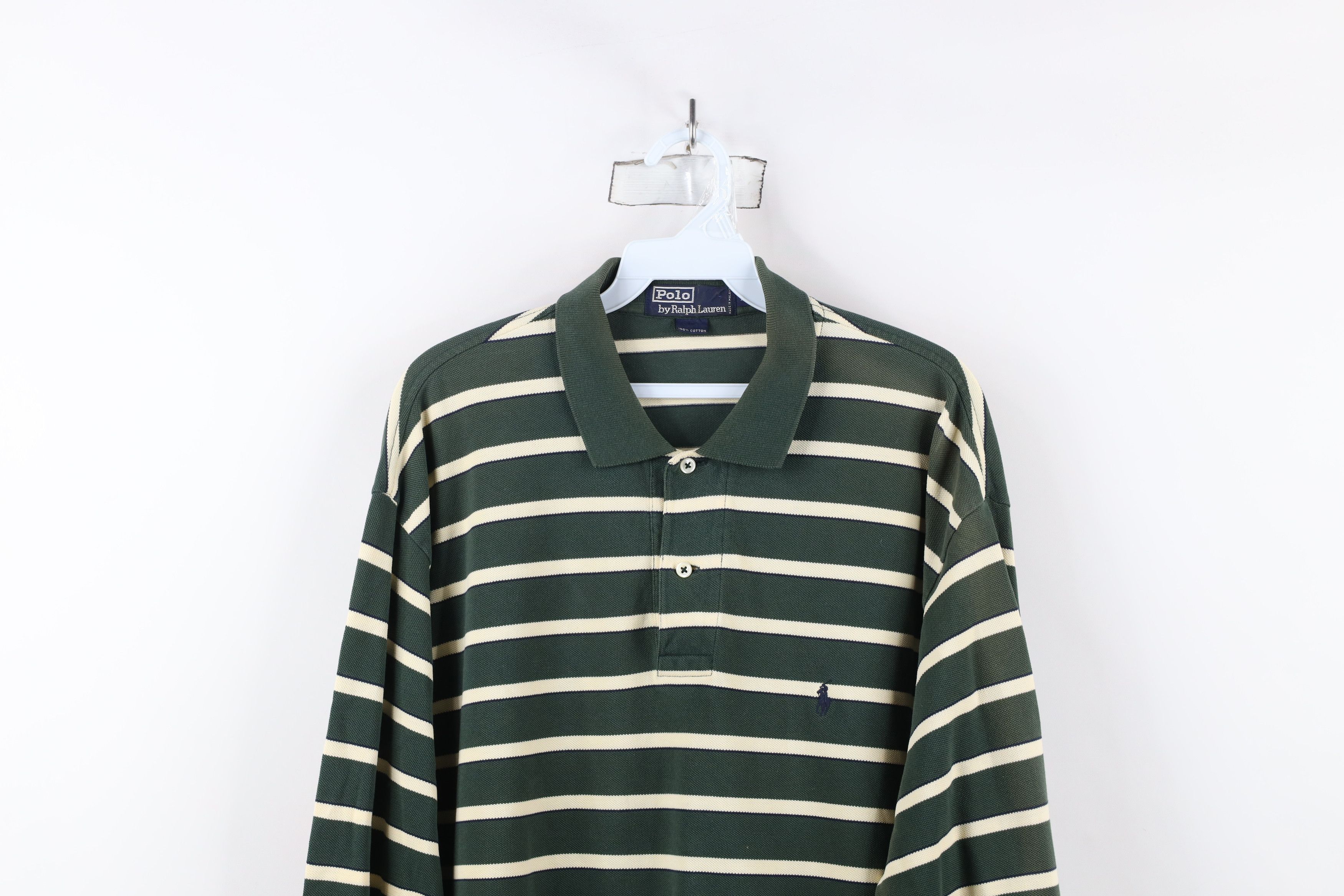 Ralph Lauren × Vintage Vintage 90s Ralph Lauren Striped Long Sleeve Rugby Polo Size US L / EU 52-54 / 3 - 2 Thumbnail