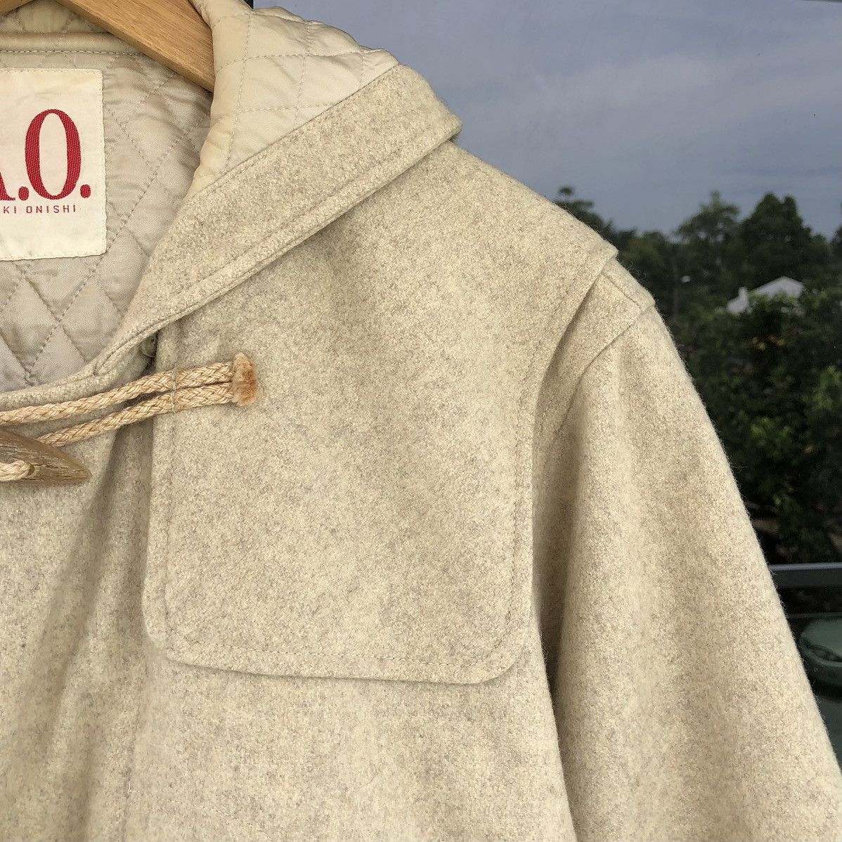 Japanese Brand Vintage A.O. Atsuki Onishi Wool Duffer Hoodie Jacket Size US M / EU 48-50 / 2 - 9 Thumbnail