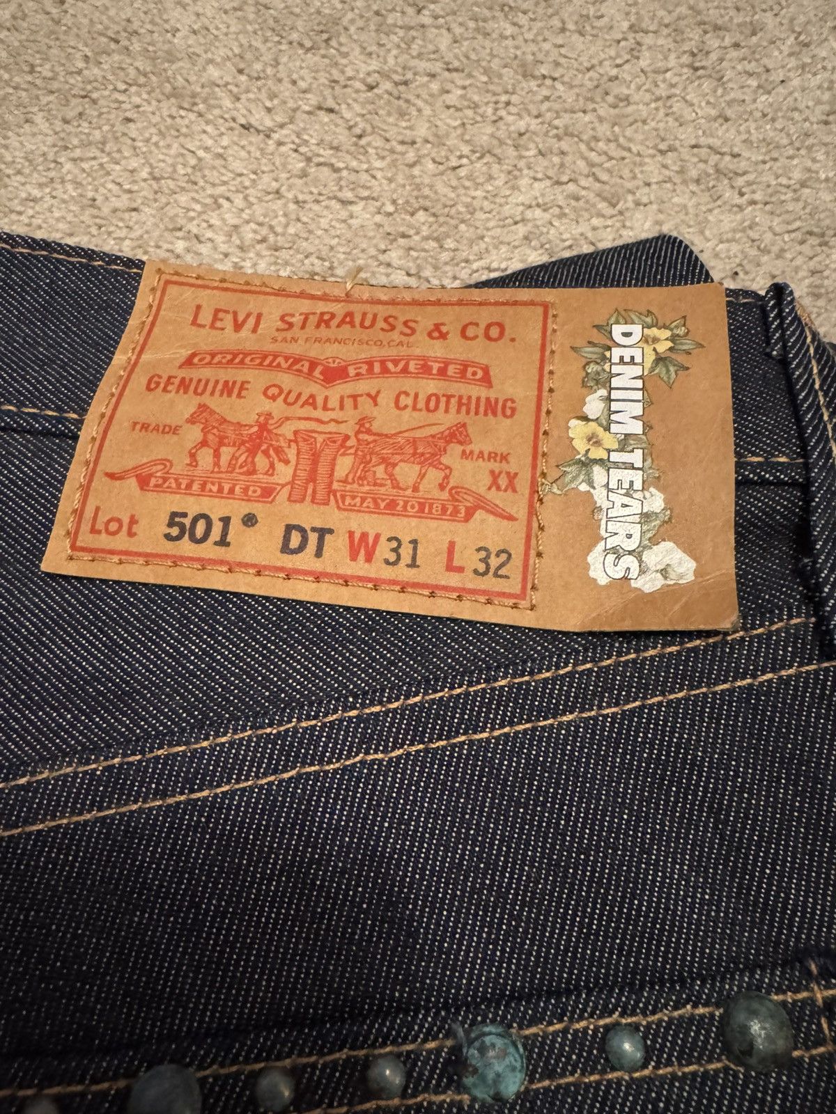 DENIM TEARS Rhinestone Cotton Wreath Jean Size US 31 - 5 Thumbnail