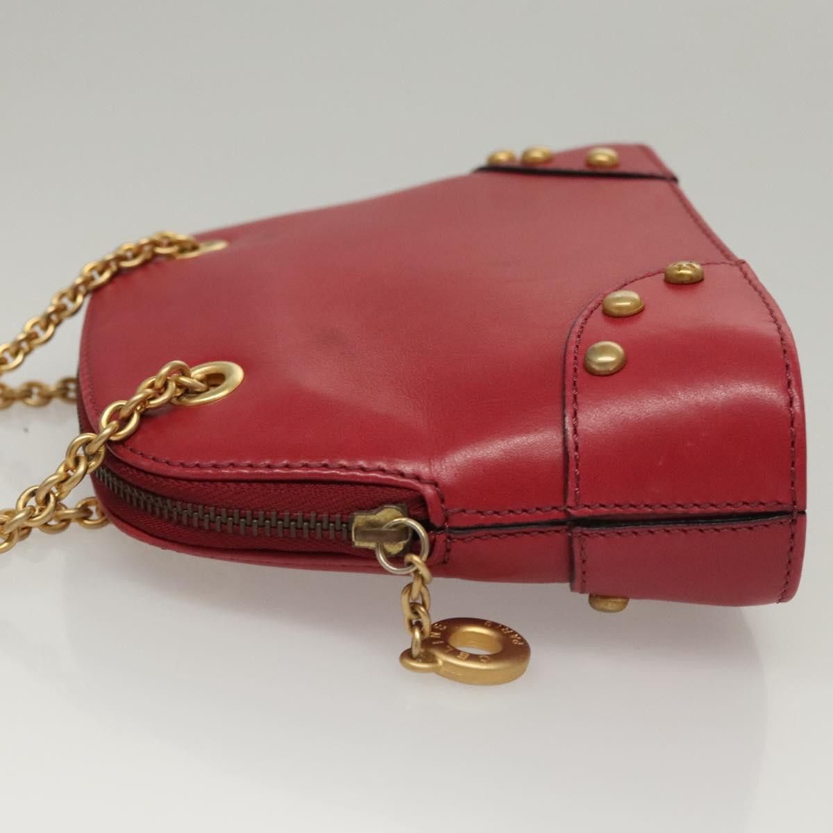 Celine CELINE Chain Shoulder Bag Leather Red Gold Size ONE SIZE - 5 Thumbnail