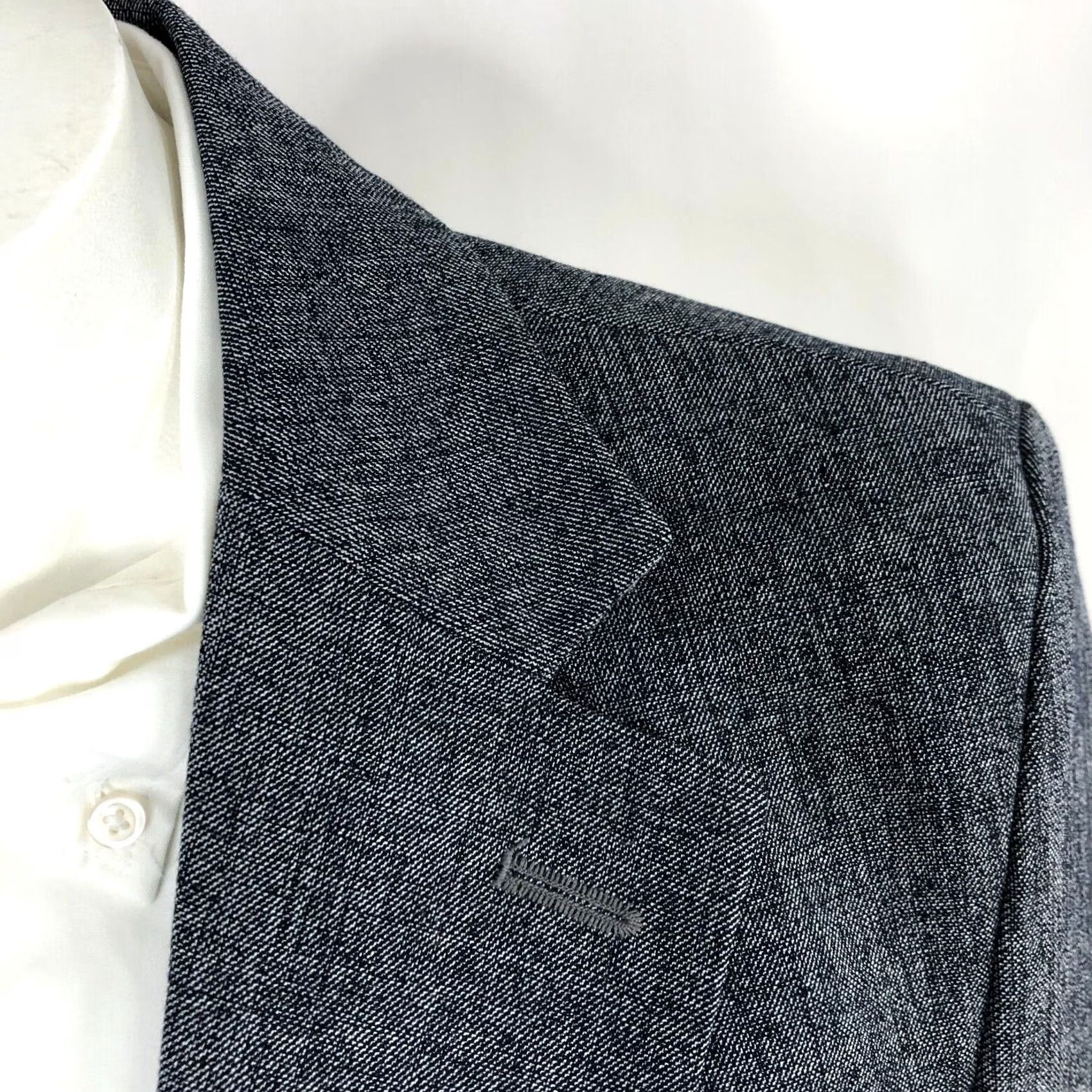 Vintage VINTAGE? Saint New York Gray Cotton Blend Two-Button Blazer Sport Coat Jacket Men 50 Regular Notch Lapel, Double-Vented, Dry Clean Only Size 50R - 2 Thumbnail