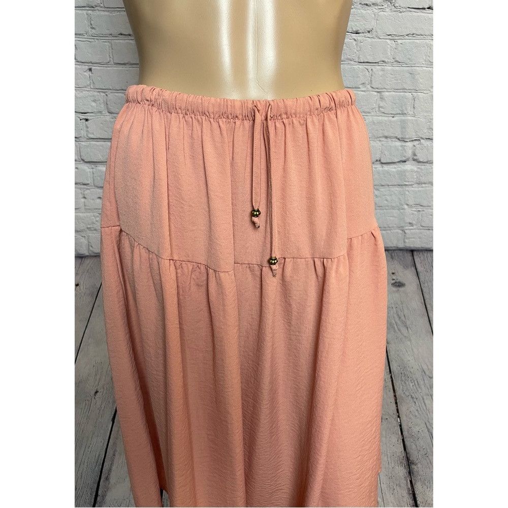 Other Bobeau Tiered Pink Salmon Skirt With Drawstring Size L Size 34" / US 12 / IT 48 - 3 Thumbnail