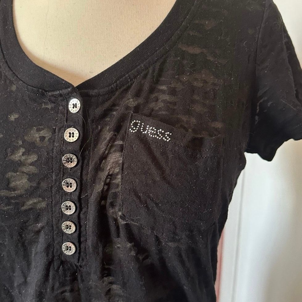 Guess guess black mesh bedazzled shirt Size L / US 10 / IT 46 - 2 Thumbnail