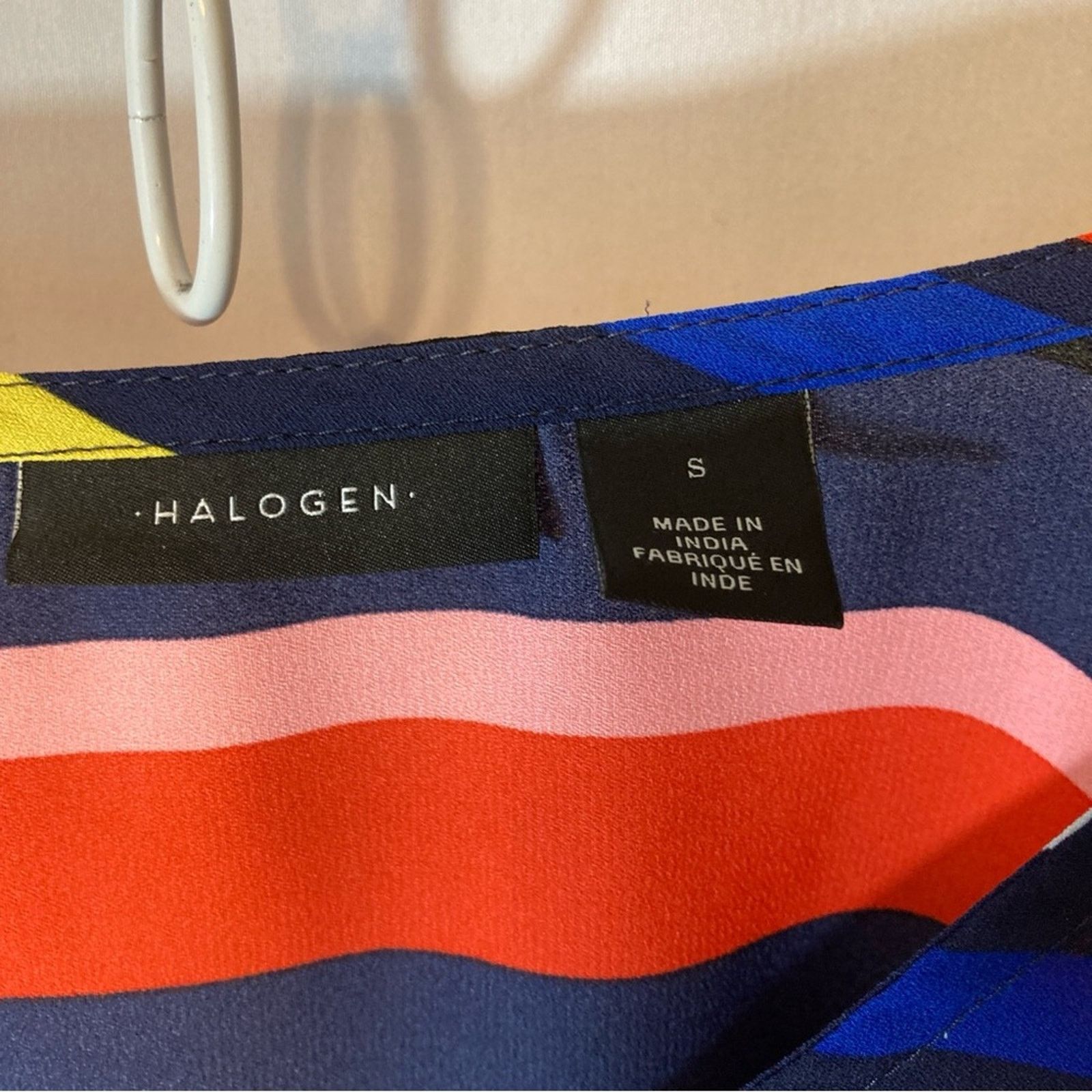 Other Halogen Rainbow Striped Lightweight Blue V-Neck Blouse Top Size S / US 4 / IT 40 - 3 Thumbnail