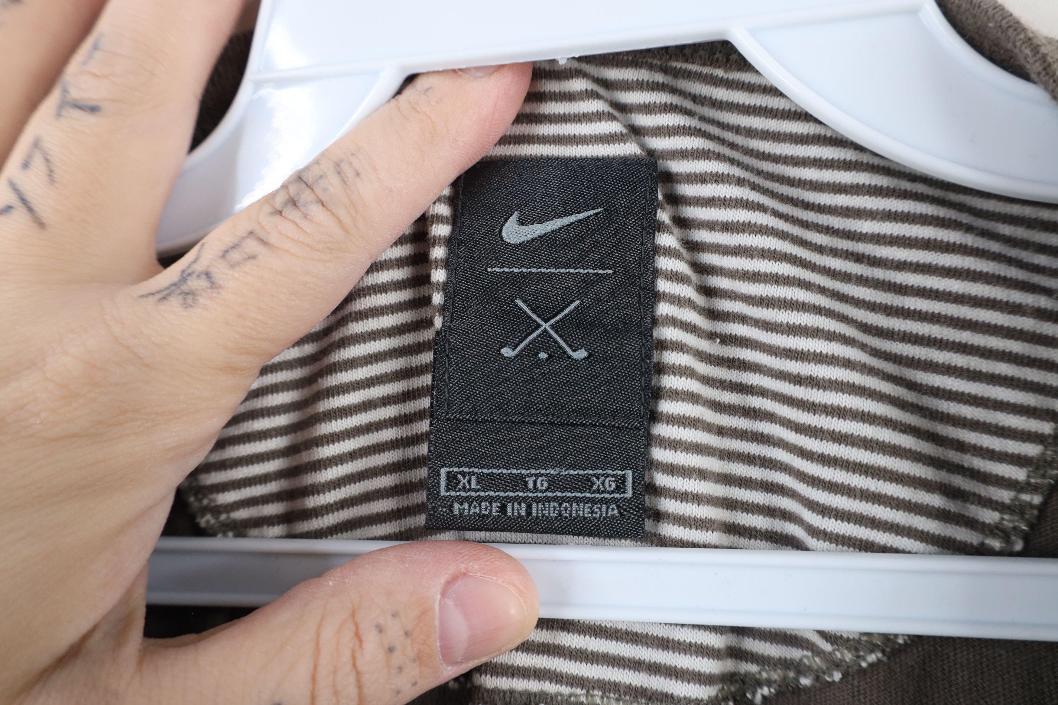 Nike × Vintage Vintage 90s Nike Golf Scott Mini Swoosh Striped T-Shirt Size US XL / EU 56 / 4 - 6 Thumbnail