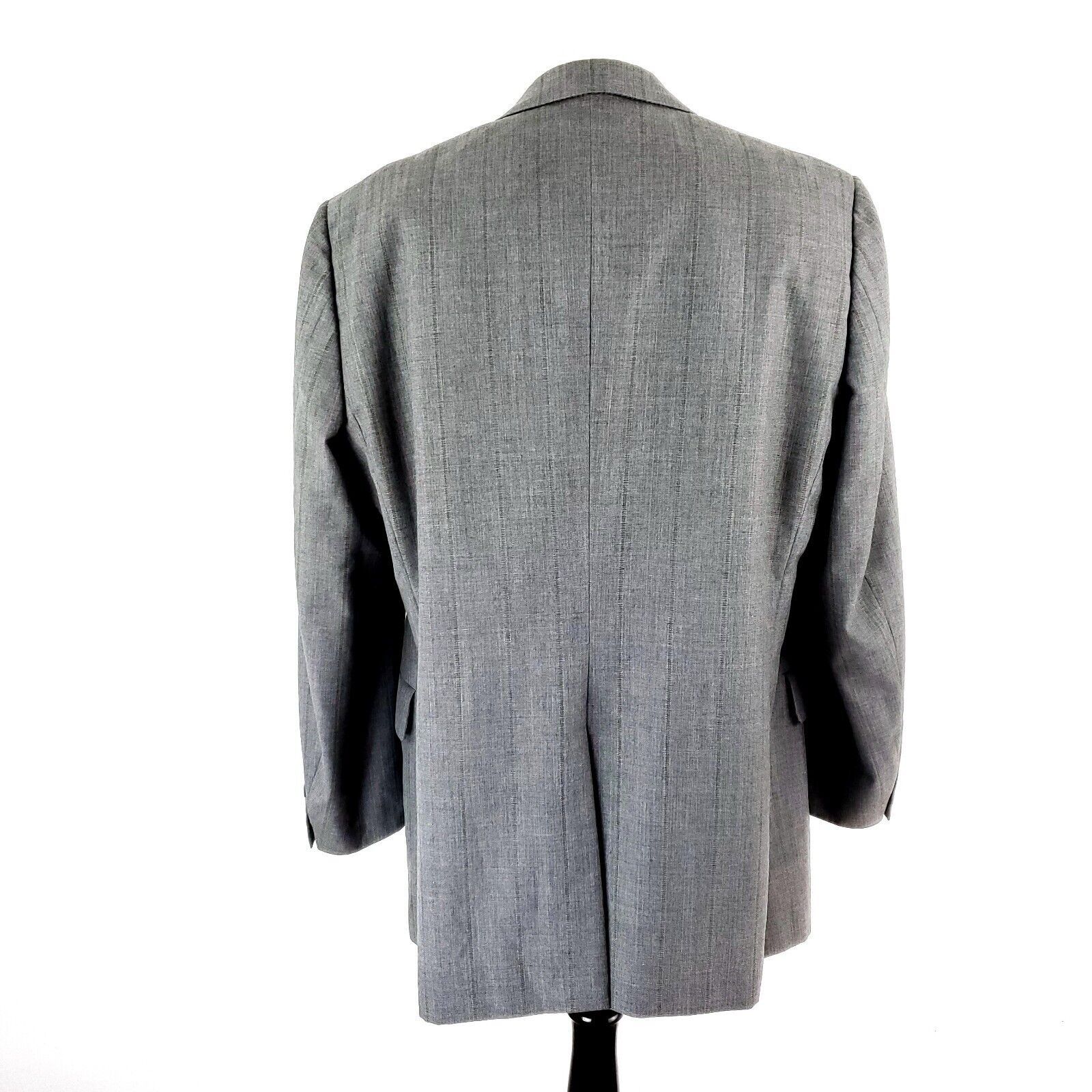 Hickey Freeman Hickey Freeman Wool 2 Button Suit Jacket 44L Gray W/ Blue Re Size 44L - 5 Thumbnail