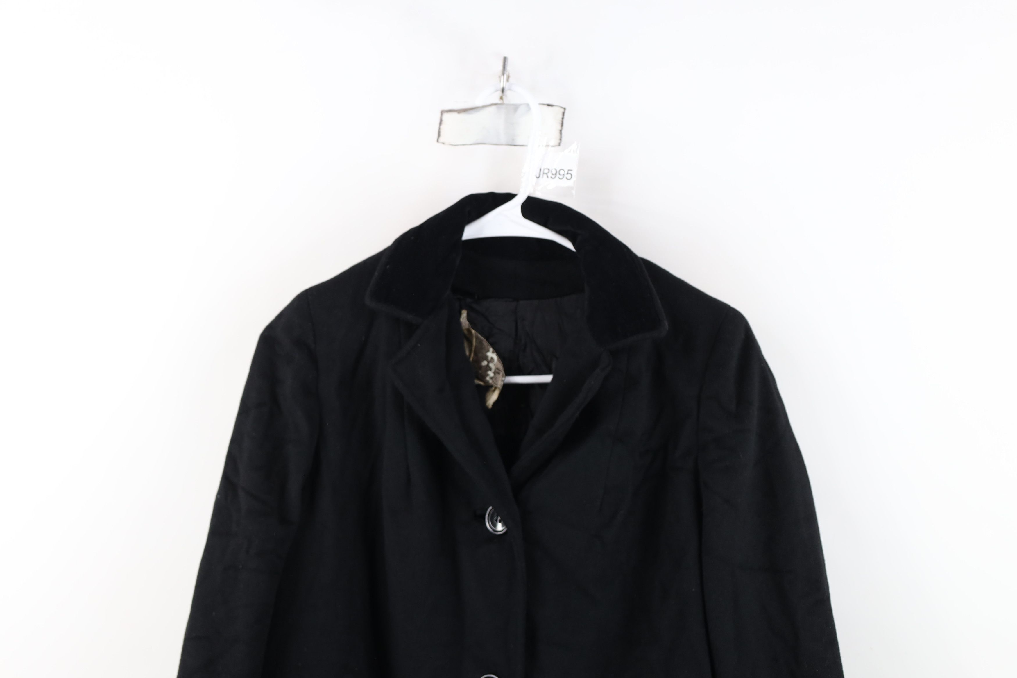 Vintage Vintage 50s 60s Collar Wool Trench Coat Jacket Black USA Size M / US 6-8 / IT 42-44 - 2 Thumbnail