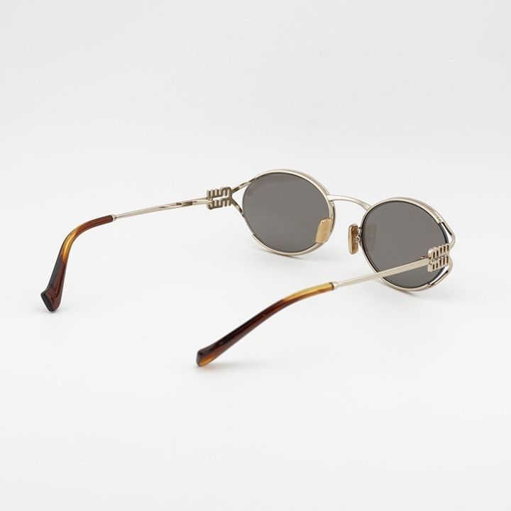 Miu Miu Miu Miu MU52YS ZVN80Q Sunglasses Gold Oval Frame, Dark Grey Size ONE SIZE - 4 Thumbnail
