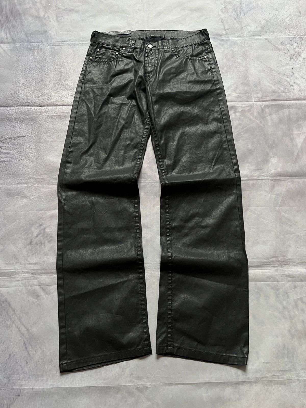 Trussardi Vintage Opium Y2K Style Waxed Pants Carti Trussardi Size US 34 / EU 50 - 2 Thumbnail