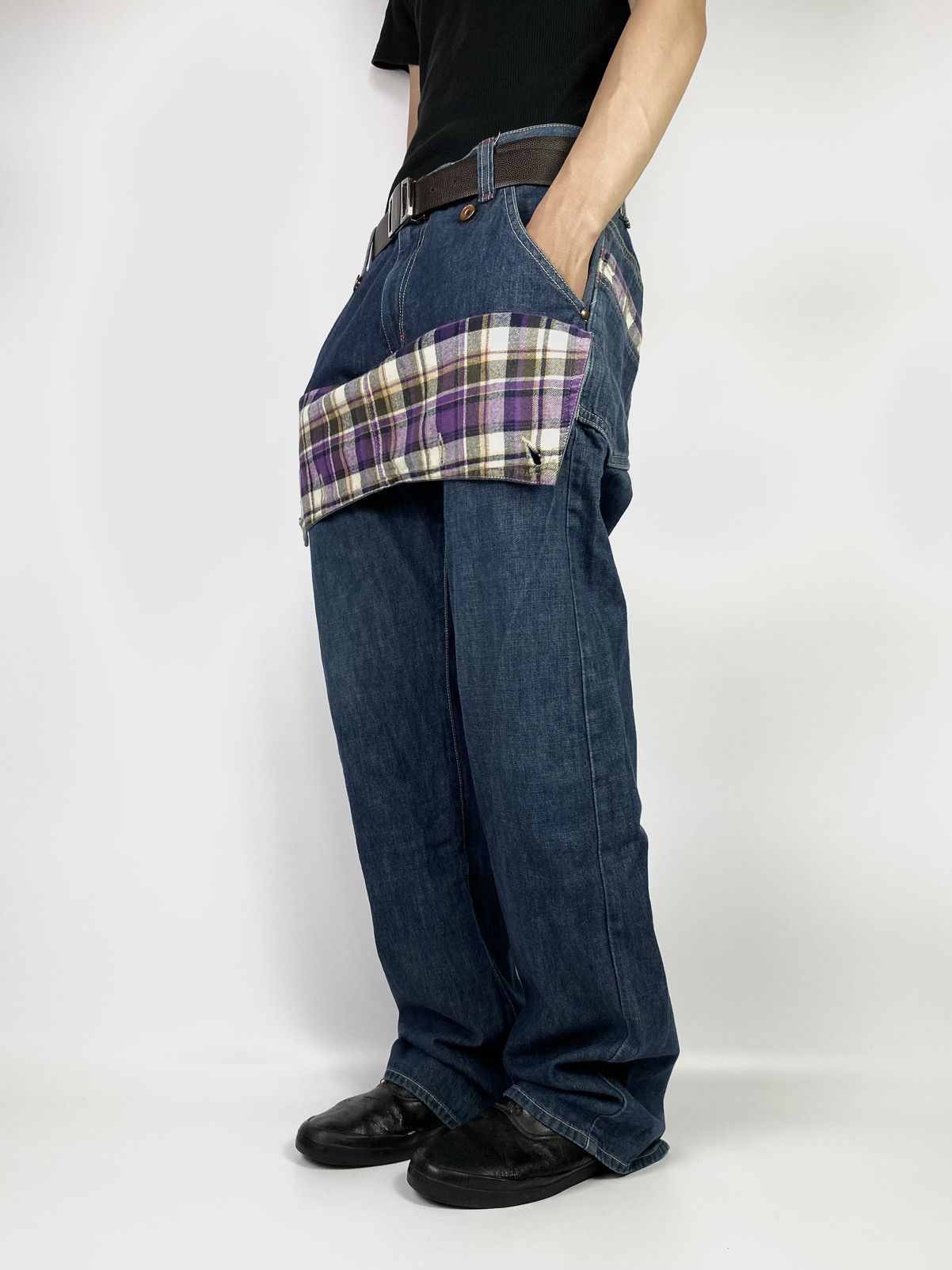Hysteric Glamour × If Six Was Nine × Japanese Brand Concave attempt jeans tartan double layers pant 32x31 Size US 33 - 4 Thumbnail