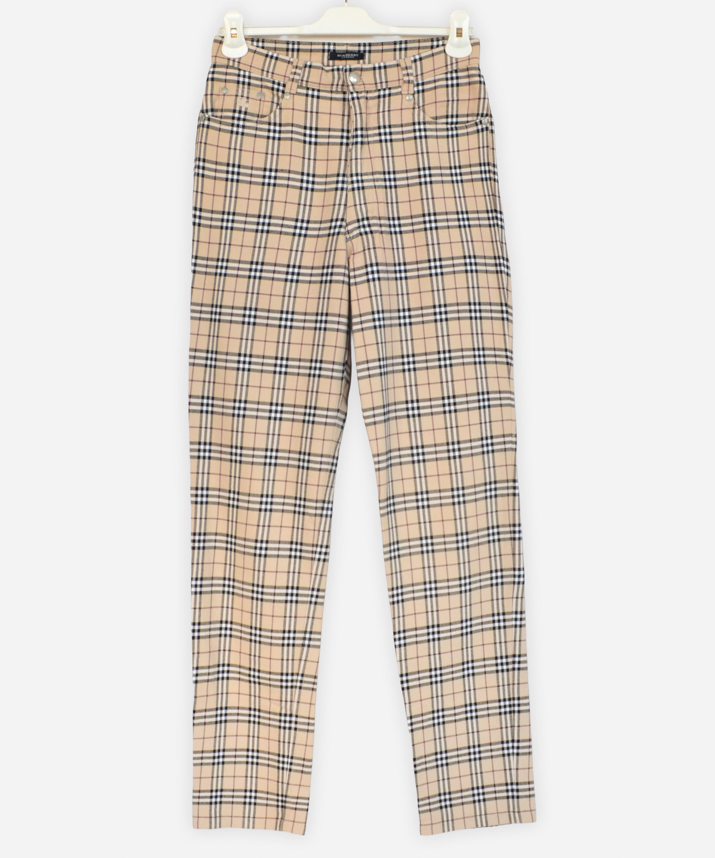 Burberry BURBERRY Pants Nova Check Trousers Beige Cotton White Size 28" / US 6 / IT 42 - 2 Thumbnail