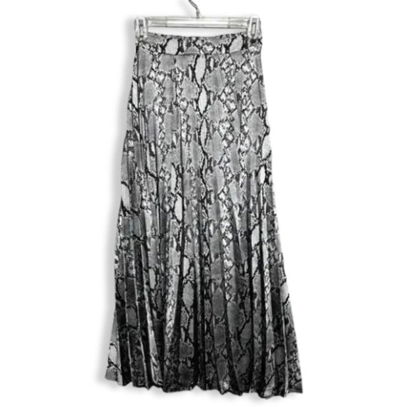 New Look New Look Midi Skirt Snakeskin Design Pleated Gray Black 2 Size 26" / US 2 / IT 38 - 2 Thumbnail