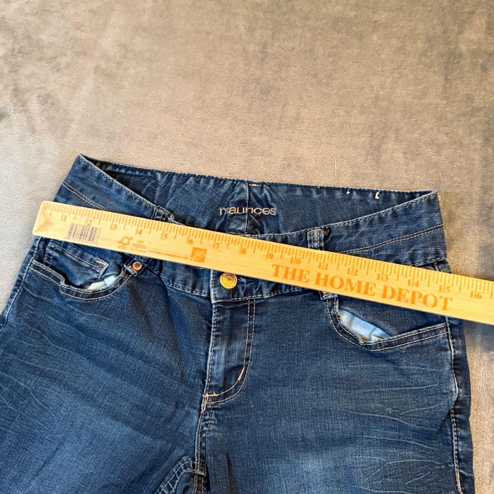 Vintage Maurices Bootcut Jeans Womens 7/8 Denim Dark Wash 30x32 Stretch 5-Pocket Regular 75% Cotton 23% Polyester 2% Spandex Blue Size 30" / US 8 / IT 44 - 7 Thumbnail