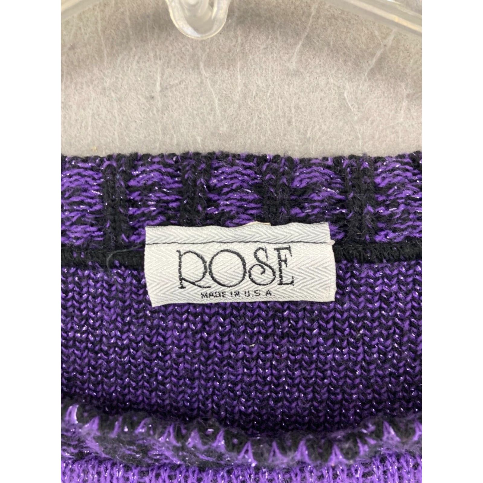 Vintage VINTAGE Rose Sweater Large Purple Geometric Knit Long Sleeve Boat Neck 80s 90s Womens Size L / US 10 / IT 46 - 5 Thumbnail