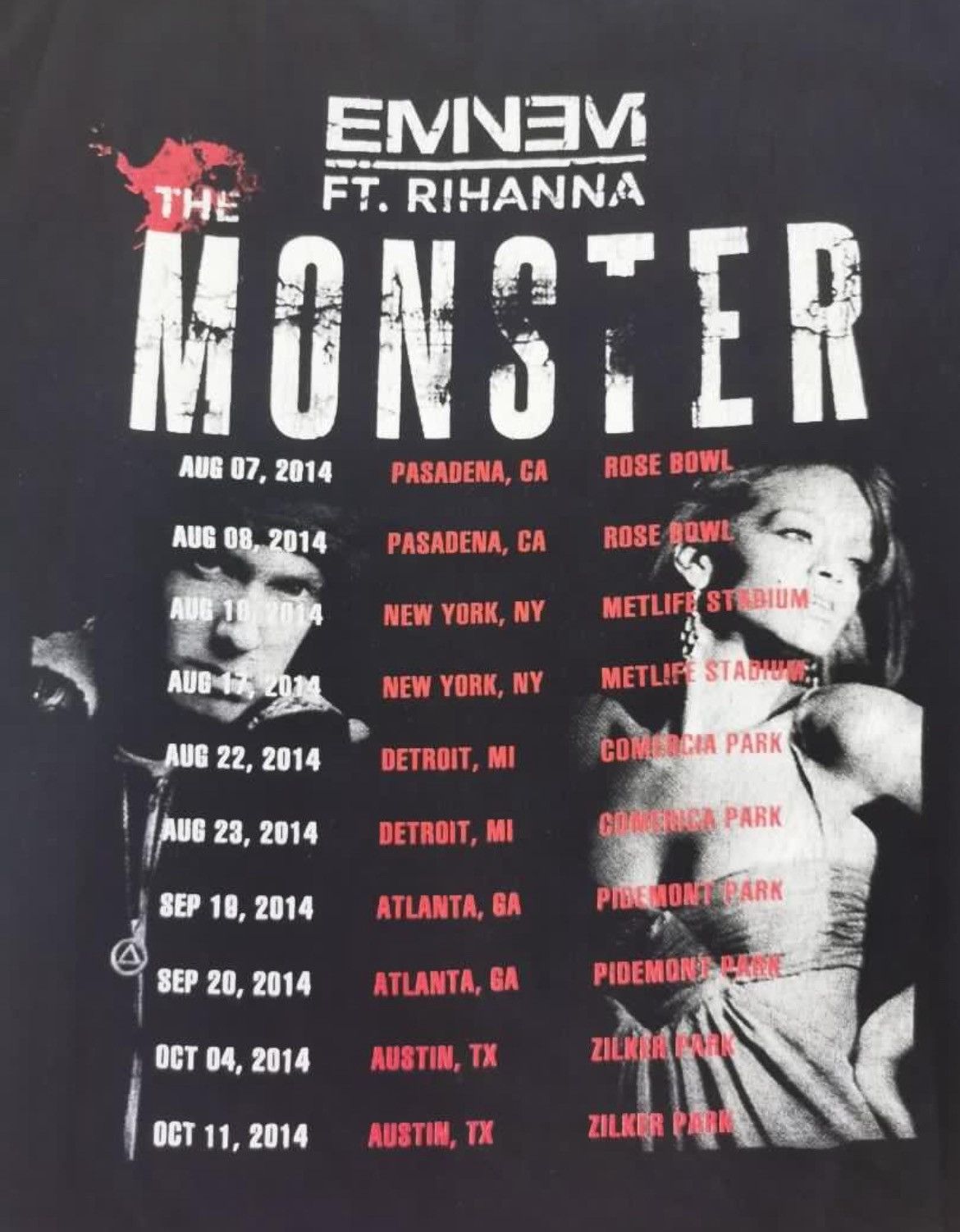 Band Tees × Eminem Vintage Band Eminem X Rihanna The Monster Tour 2014 Size US L / EU 52-54 / 3 - 3 Thumbnail