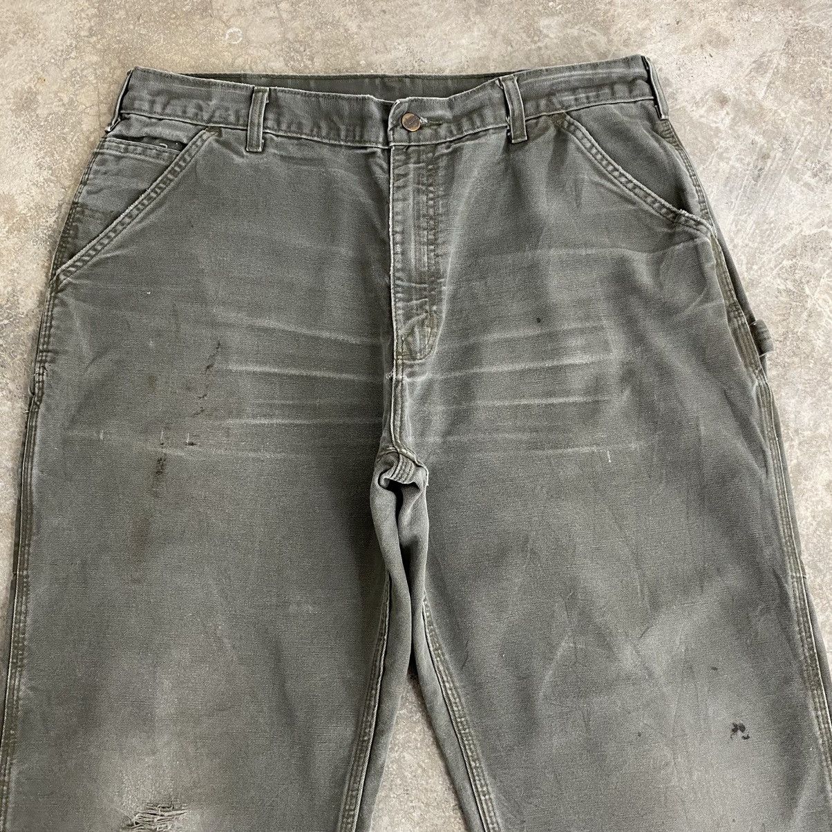 Carhartt VTG Carhartt Faded Moss Green Ripped Carpenter Pants Size US 37 - 4 Thumbnail