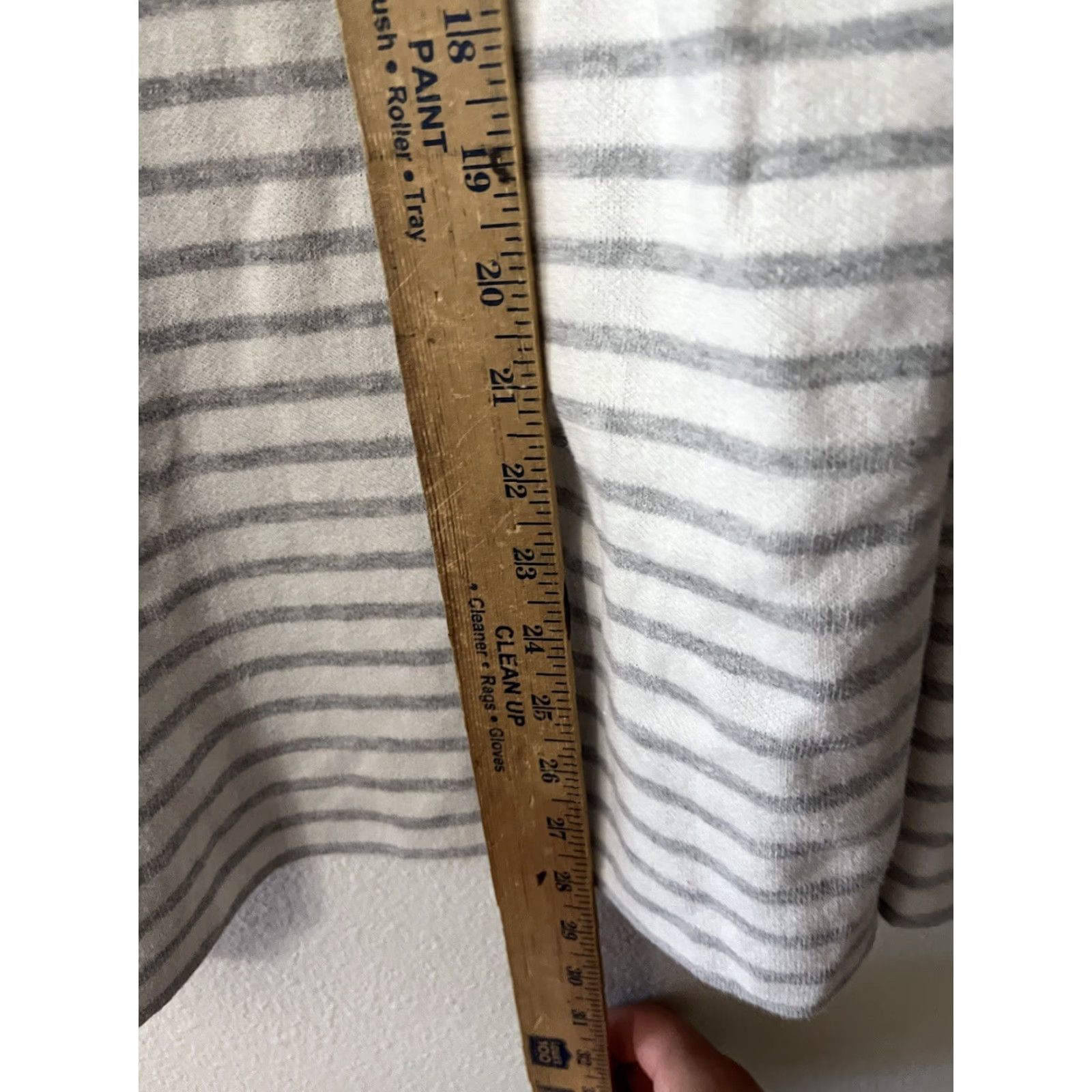 Loft Loft Cardigan Womens Small Gray White Striped Waterfall Cotton Sweater Size S / US 4 / IT 40 - 4 Thumbnail
