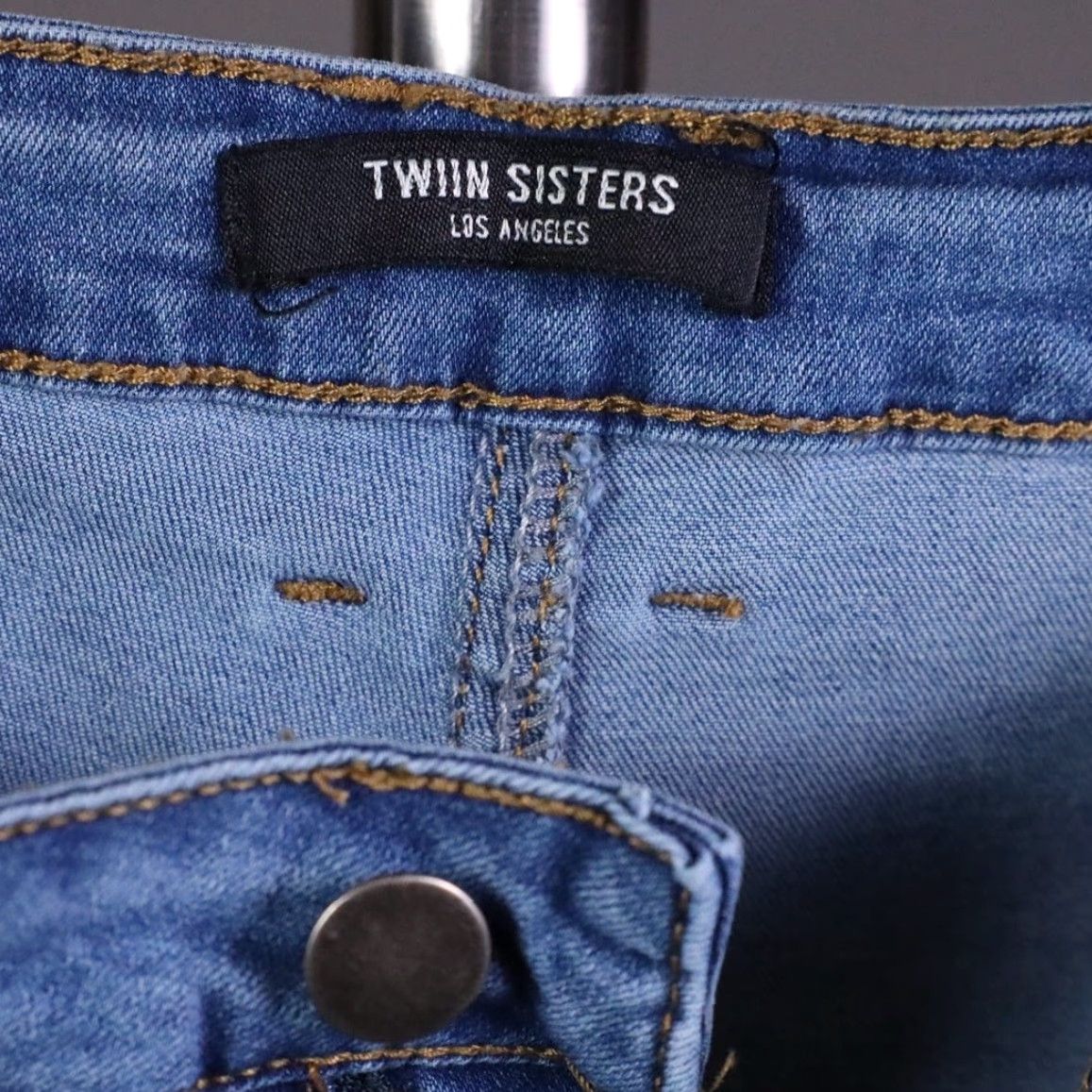 Vintage Twiin Sisters Jeans Cargo Skinny High Rise Belted 26in Waist Womens Medium Blue NWT Size 32" / US 10 / IT 46 - 4 Thumbnail