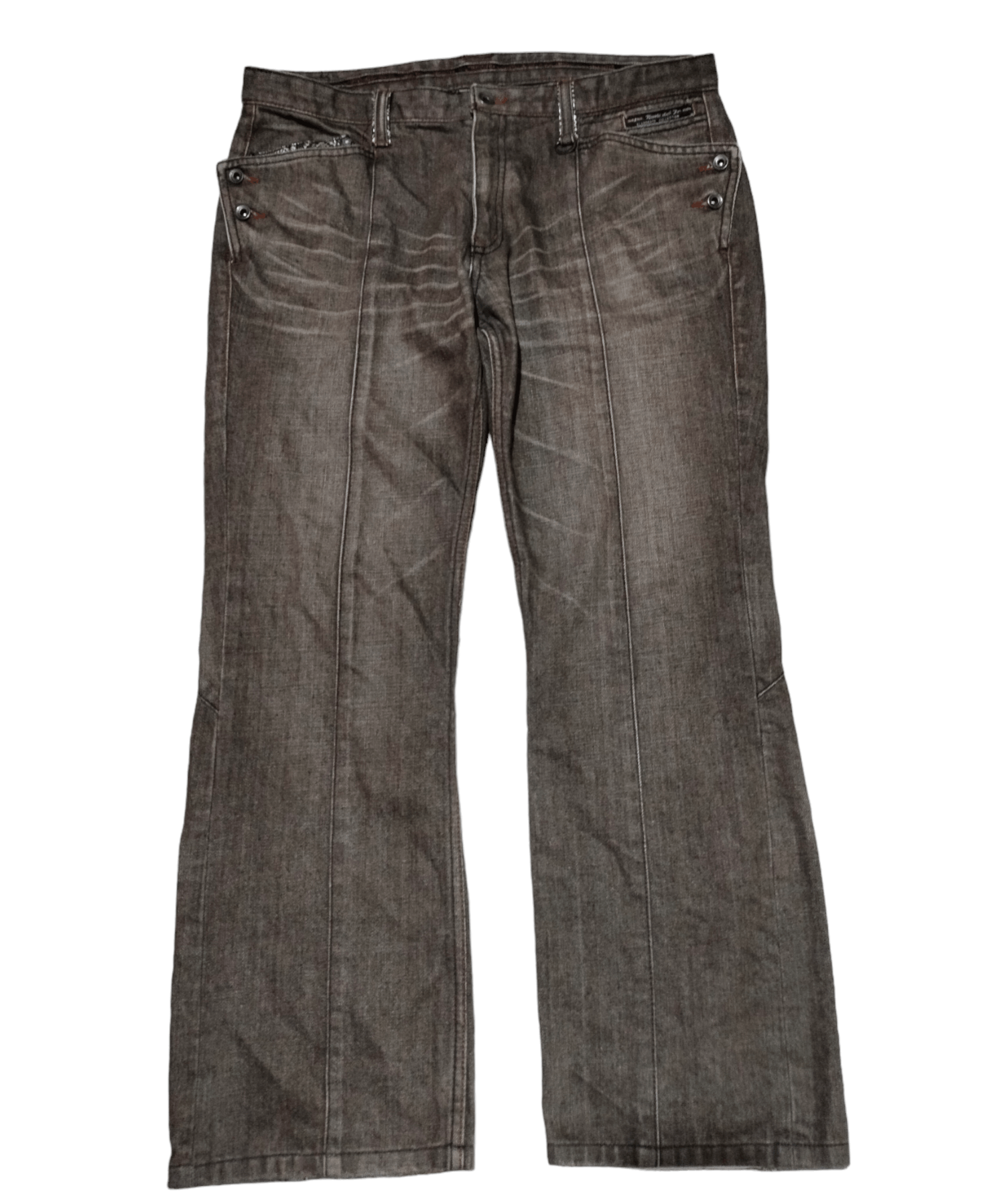 image of 14Th Addiction x If Six Was Nine Nicole Club For Men Mud Wash Snake Skin Flare Pants (Size 34)