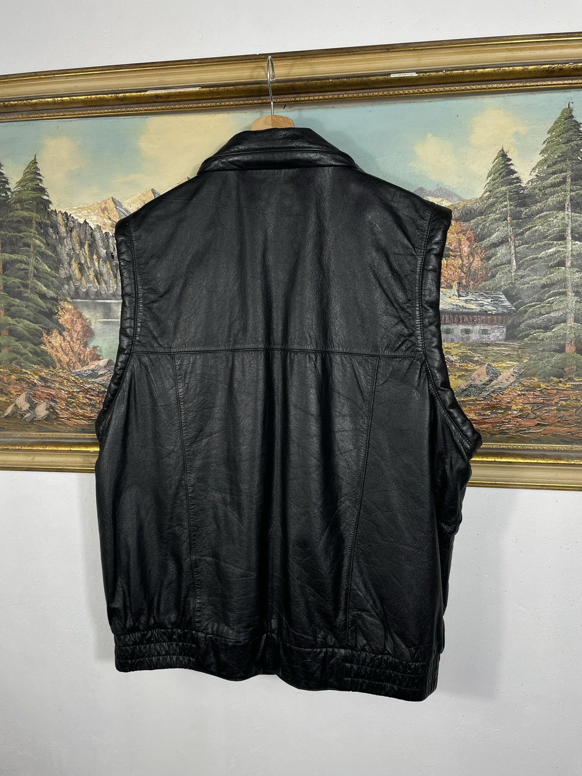 Vintage Black Retro 90s Genuine Real Leater Vest Punk Rock Motocycle Size US XL / EU 56 / 4 - 7 Thumbnail