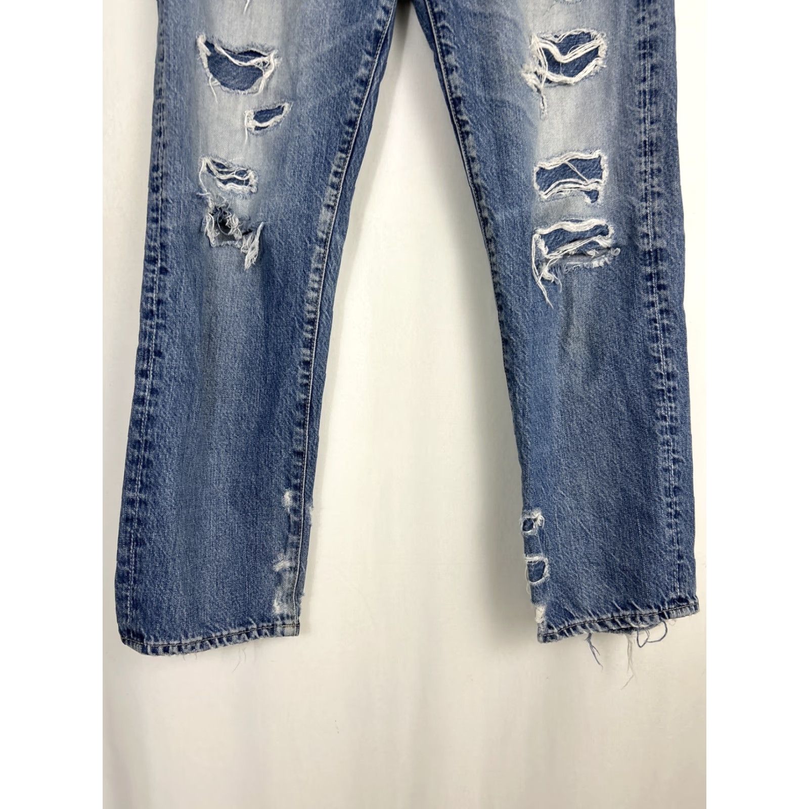 Vintage AG Adriano Goldschmied Jeans Women 27R Blue Distressed Boyfriend Slim Denim 5-Pocket Zipper Button Cotton Blend Logo Classic Western Vintage No Size 27" / US 4 / IT 40 - 2 Thumbnail
