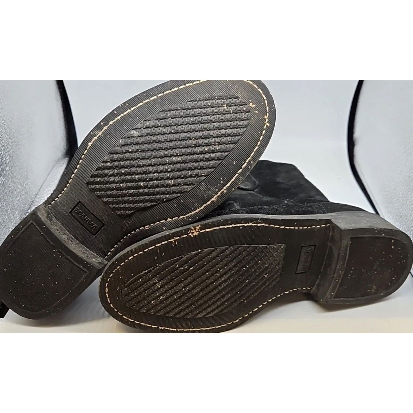 Vintage Brahma Black Leather Engineer Boots Womens 8.5 Workwear Grunge Distressed Steel Toe Round Toe Pull On Boots Size US 9 / IT 39 - 6 Thumbnail