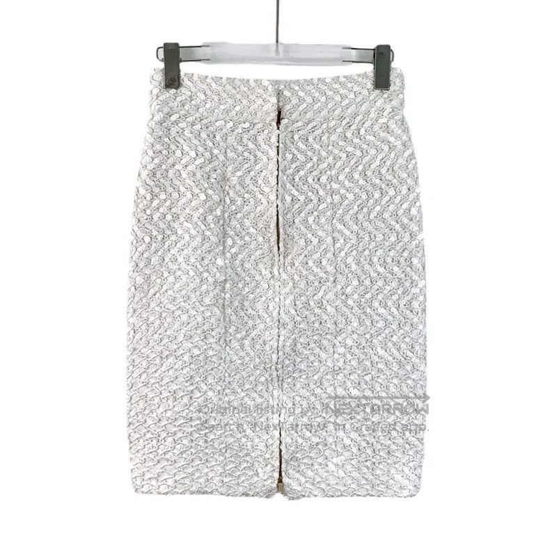 Chanel Chanel White sequin embroidered cotton casual skirt Size 24" / US 00 / IT 34 - 2 Thumbnail