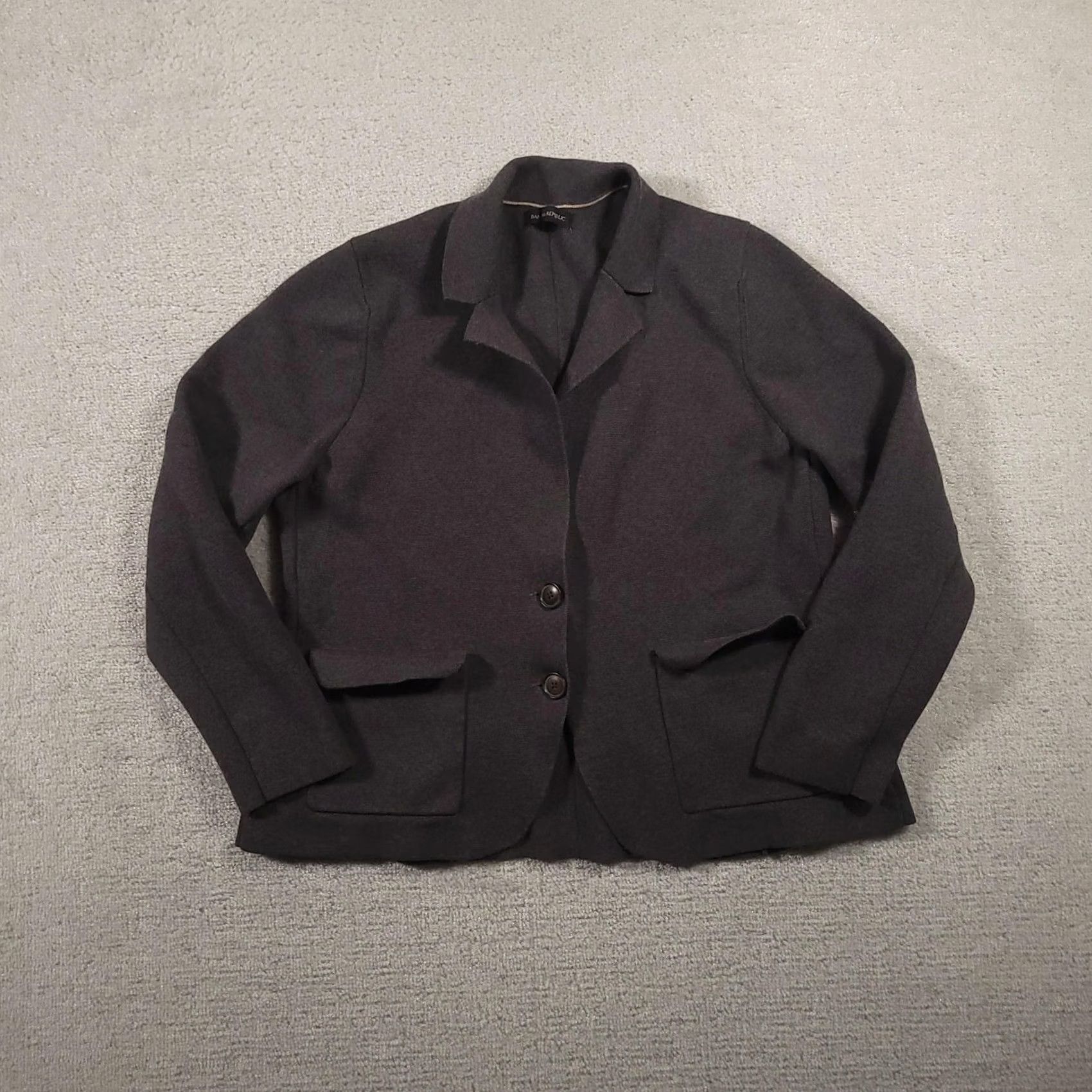 Banana Republic VINTAGE Banana Republic Blazer Jacket Womens L Charcoal Knit Two Button Pockets Size L / US 10 / IT 46 - 2 Thumbnail