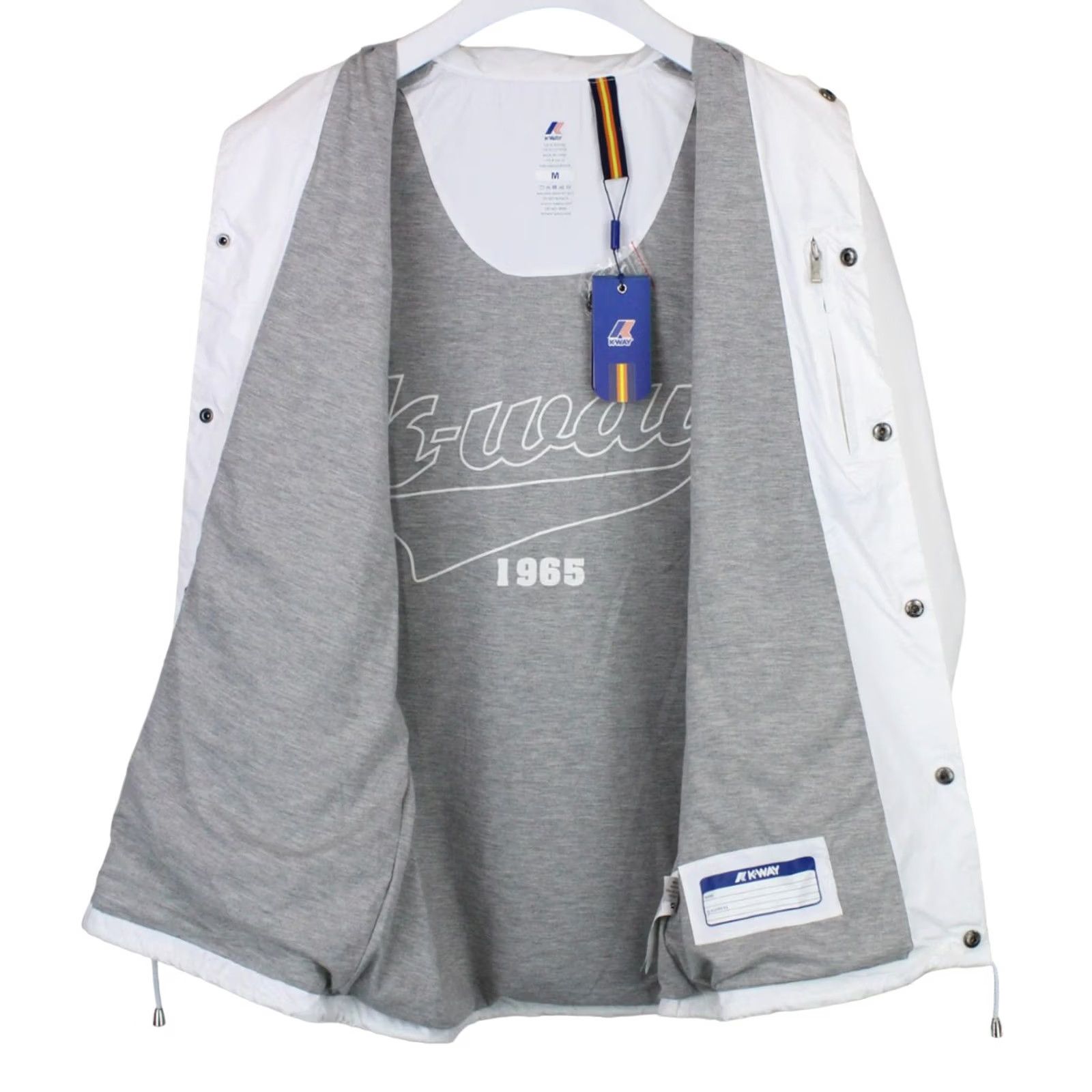 K-Way K-Way Raoul Jersey Jacket Men's MEDIUM Snap Button Polo Collar White Thin Jacket Size US M / EU 48-50 / 2 - 4 Thumbnail