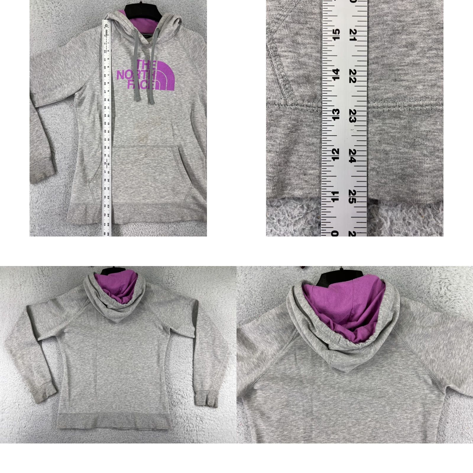 The North Face The North Face Hoodie Mens Medium Gray Purple Pullover Logo Cotton Regular Fit Front Pockets 34in Chest - Vintage: No Size M / US 6-8 / IT 42-44 - 9 Thumbnail