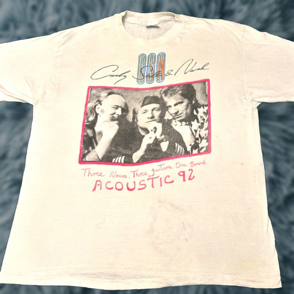 VINTAGE 90s Crosby Stills Nash Band T-Shirt Mens XL Music Rock