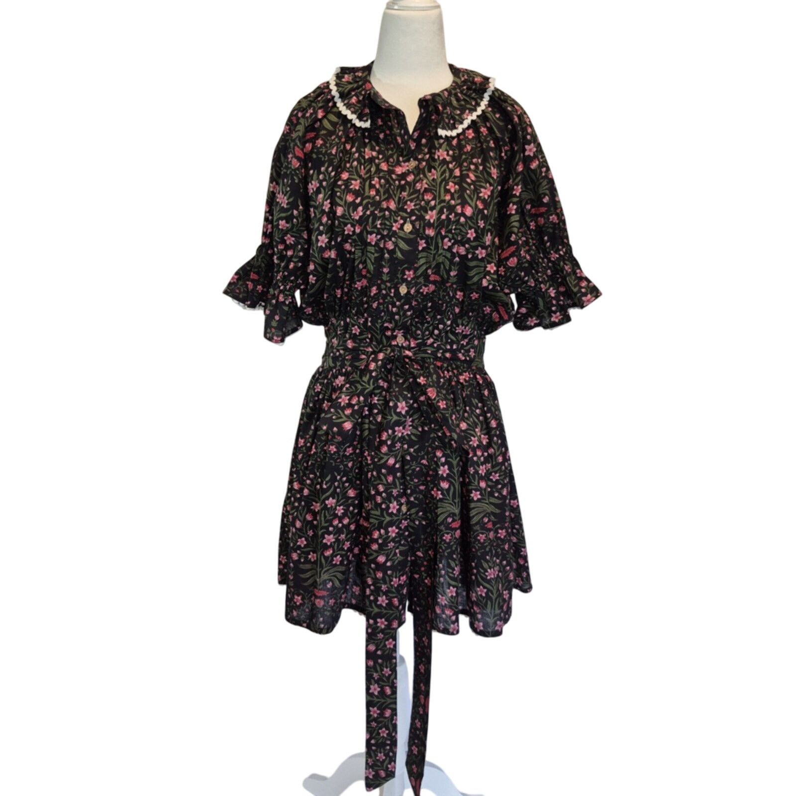 Other New India Collection Cotton Hand Block Black Floral Dress XS Size XS / US 0-2 / IT 36-38 - 1 Thumbnail