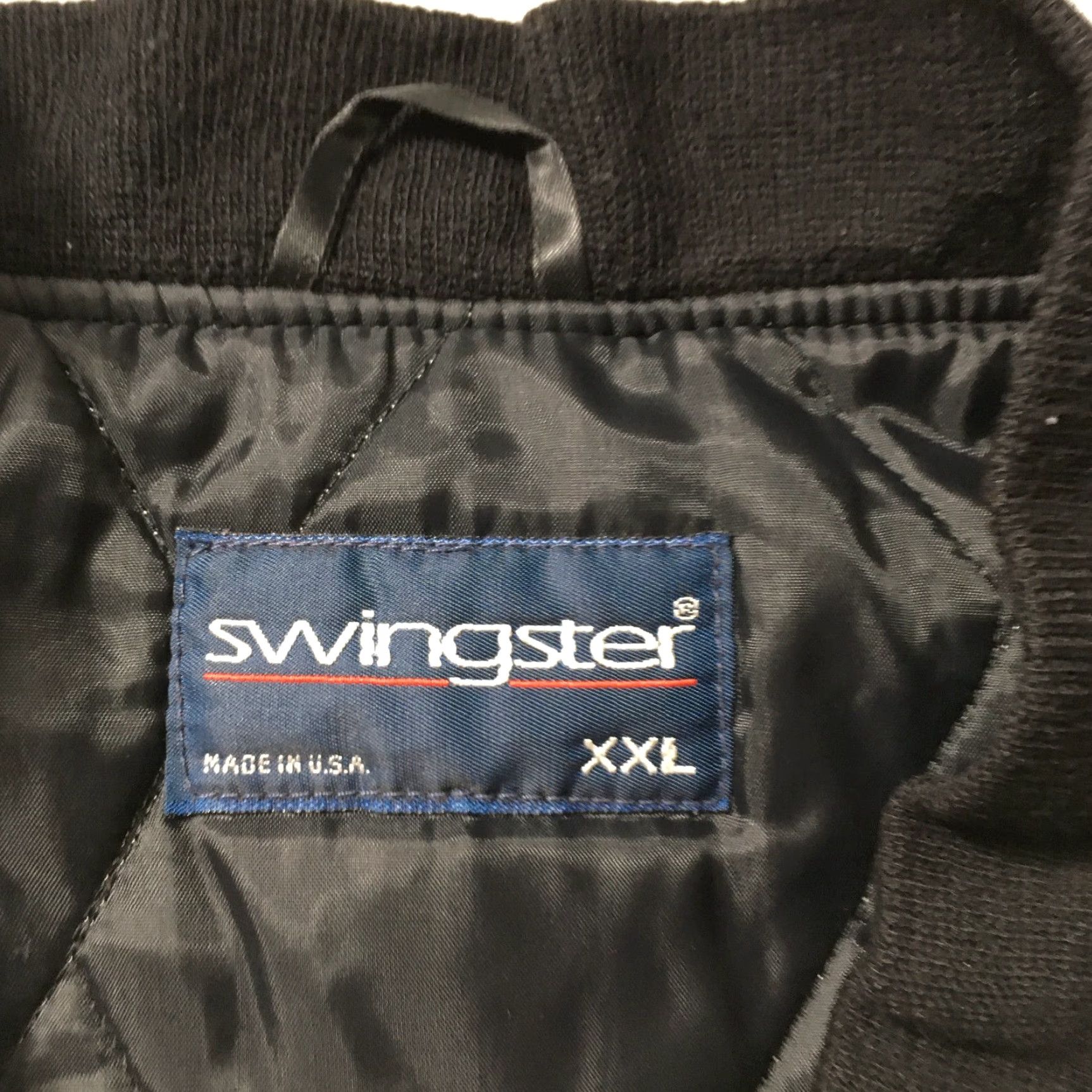 Vintage VINTAGE Swingster Bomber Jacket - 2XL Satin Nylon Black - Graybar Team Safety Police Security Embroidered Logo 80s 90s Mens Size US XXL / EU 58 / 5 - 3 Thumbnail