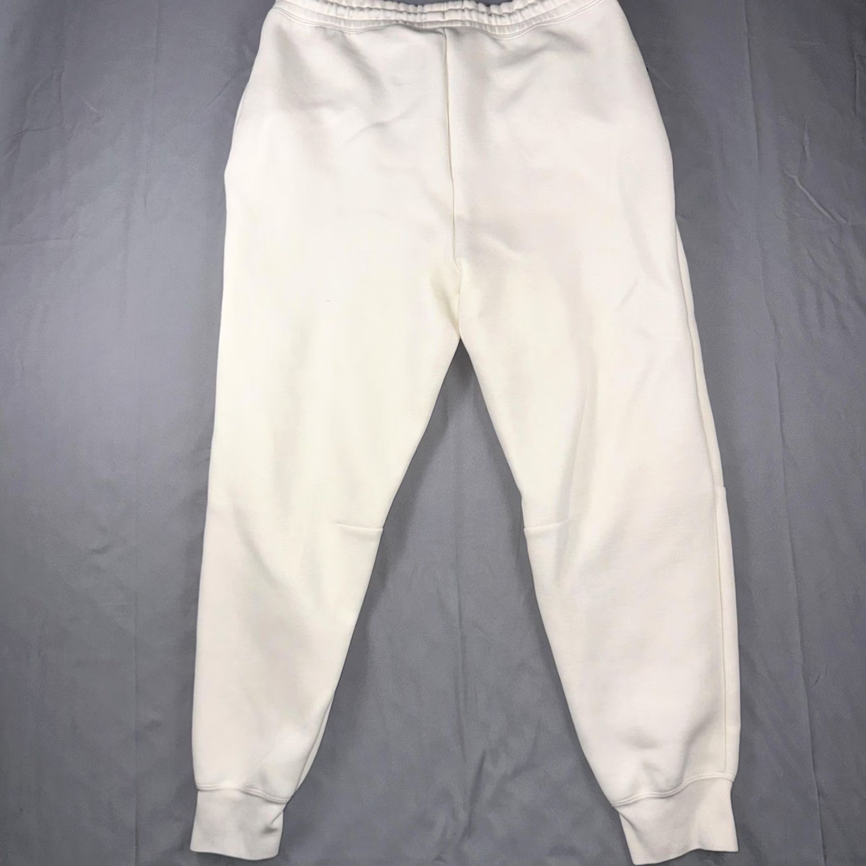 Nike Nike Fleece Tech Pants Men’s L White Jogger Slim Pockets Zip Nike Swoosh Logo 29in Inseam Winter Gym & Training Size US 33 - 2 Thumbnail