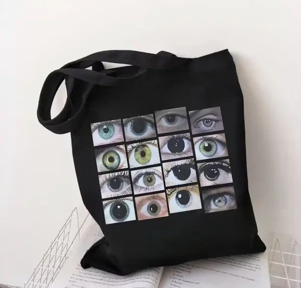 VIBE Eye Ball Bag Punk Trippy Evil Tote Shoulder Black Shopper Size ONE SIZE - 3 Thumbnail