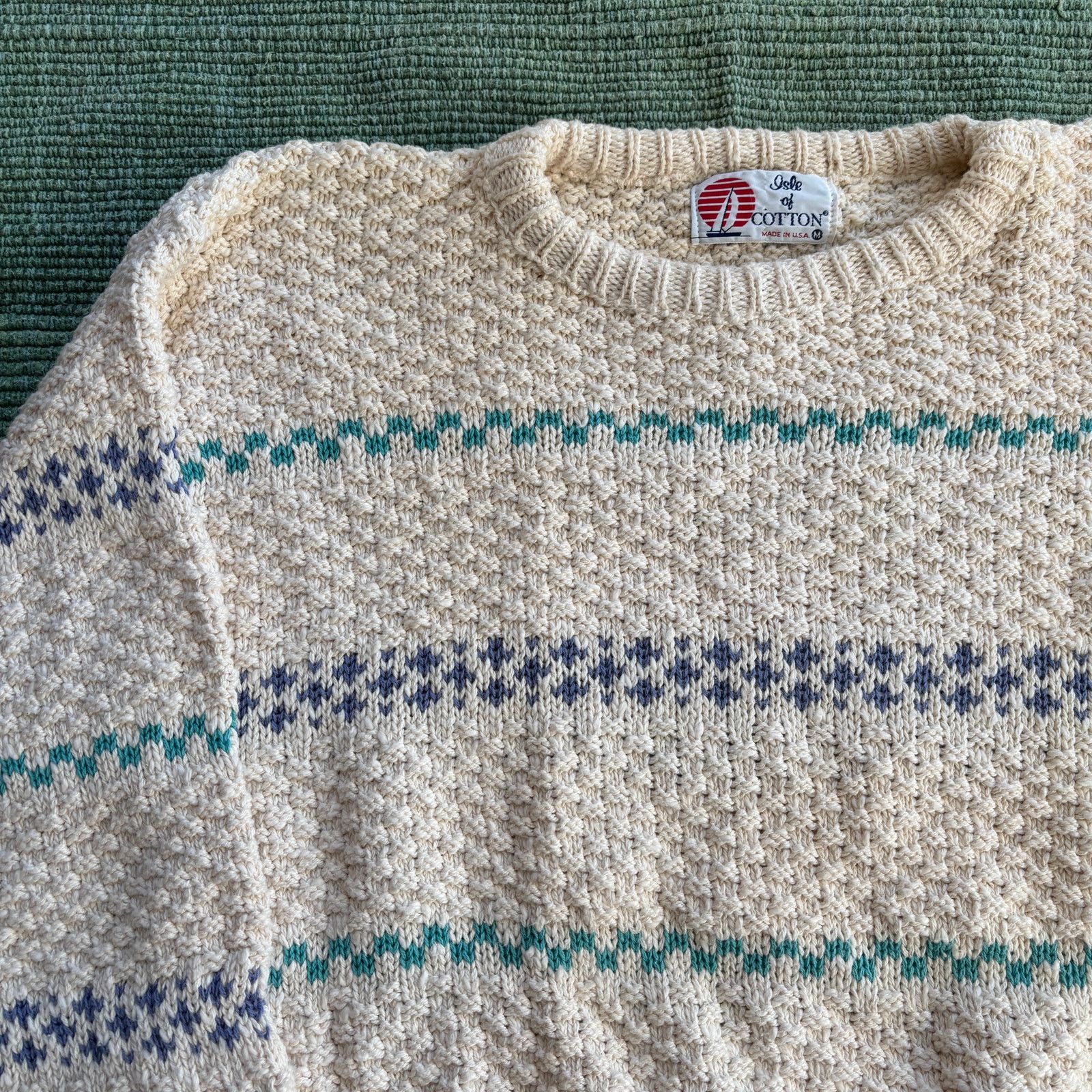 Vintage Vintage textured cotton 1990s isle of cotton knit sweater Size US M / EU 48-50 / 2 - 2 Thumbnail