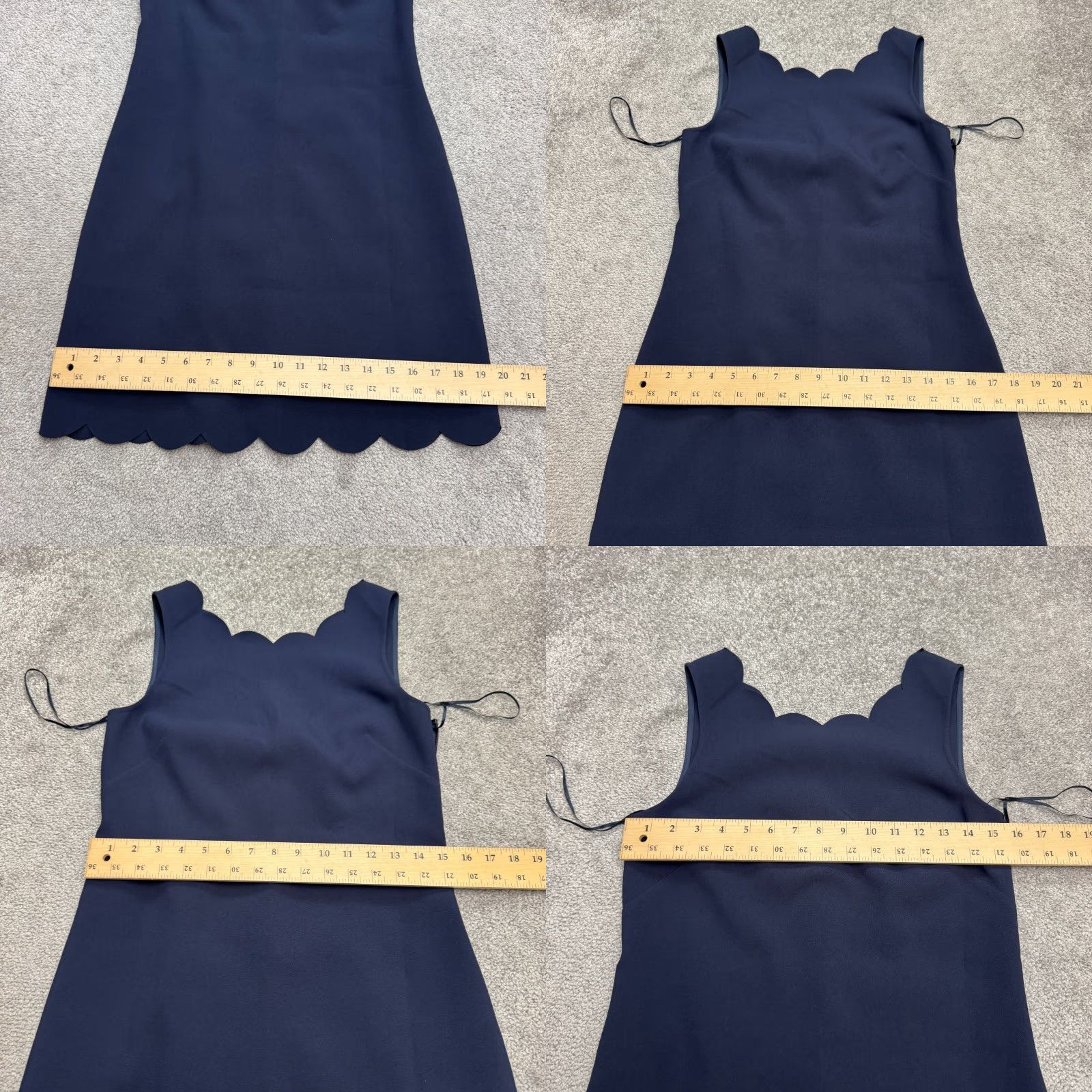 J.Crew J.Crew Scalloped Hem Midi Sheath Dress Womens 4 Navy Blue Sleeveless Stretch Size S / US 4 / IT 40 - 9 Thumbnail