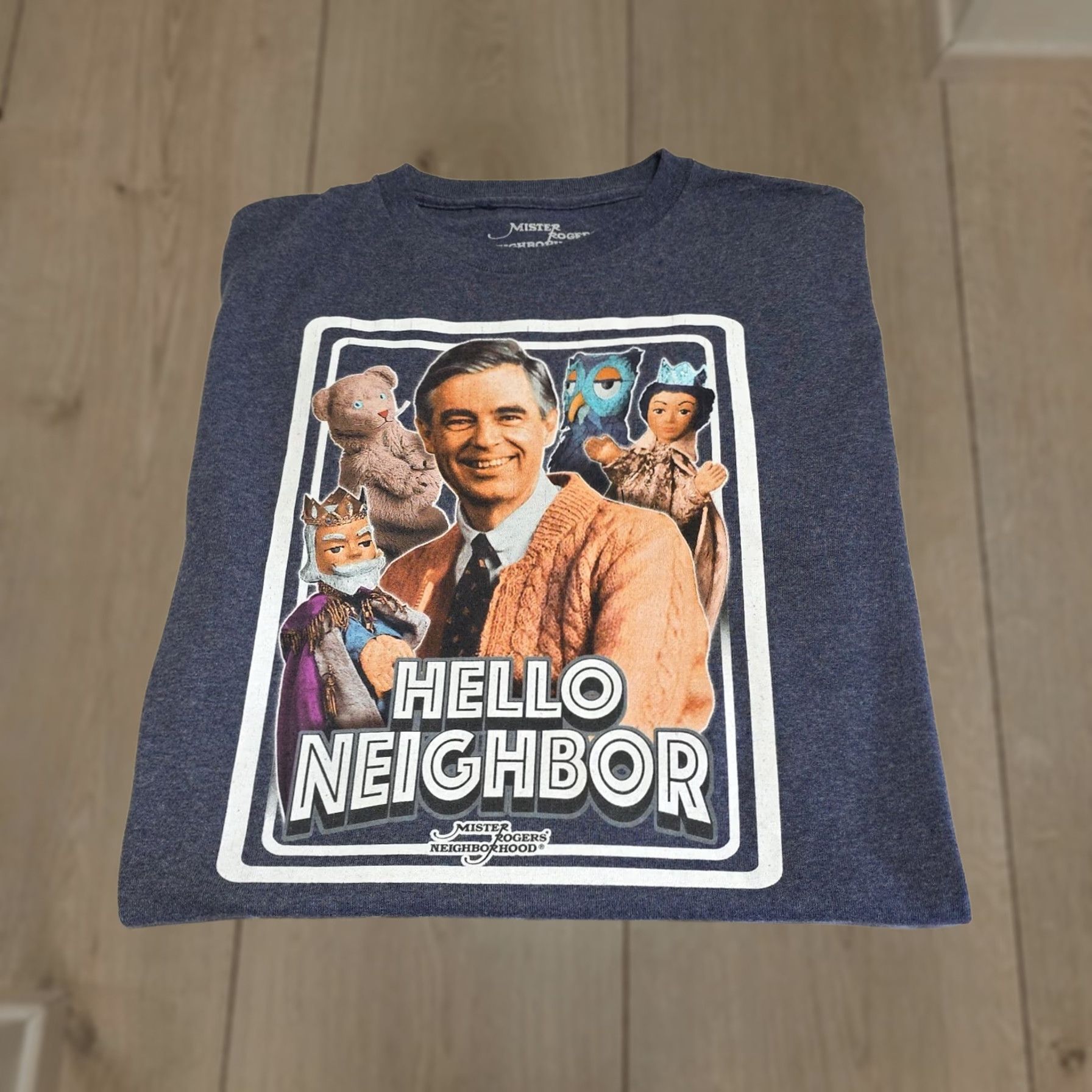 Neighborhood Mister Roger's Neighborhood Heather Blue T-shirt M Unisex Adults Graphic Print 1990s 80s 90s TV Logo Shirt, Crew Neck, Short Sleeve, Cotton Polyester Size US M / EU 48-50 / 2 - 1 Thumbnail