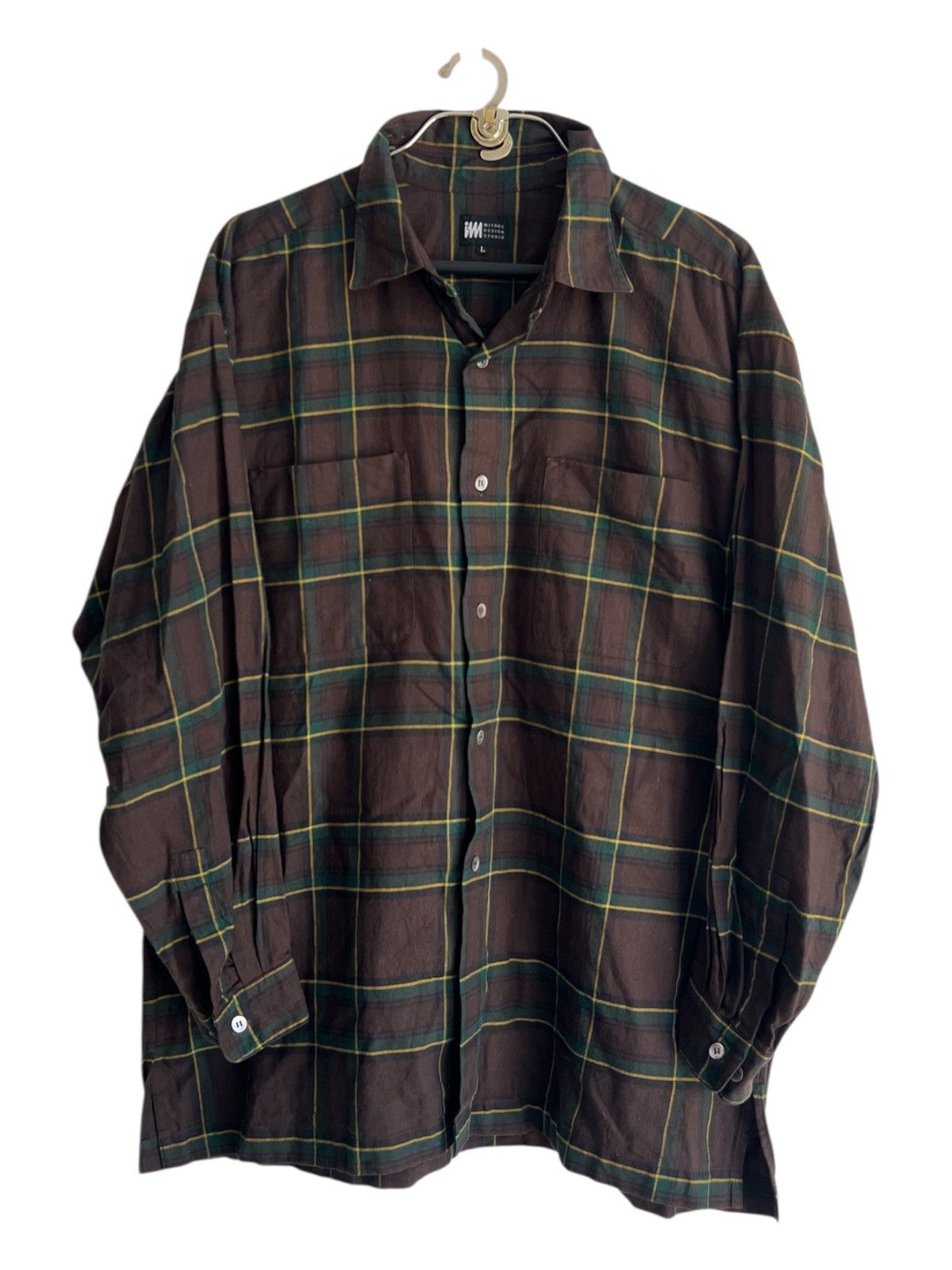 Issey Miyake 1980s Issey Miyake Men Shadow Plaid Oversized B/D Shirt Size US L / EU 52-54 / 3 - 1 Thumbnail