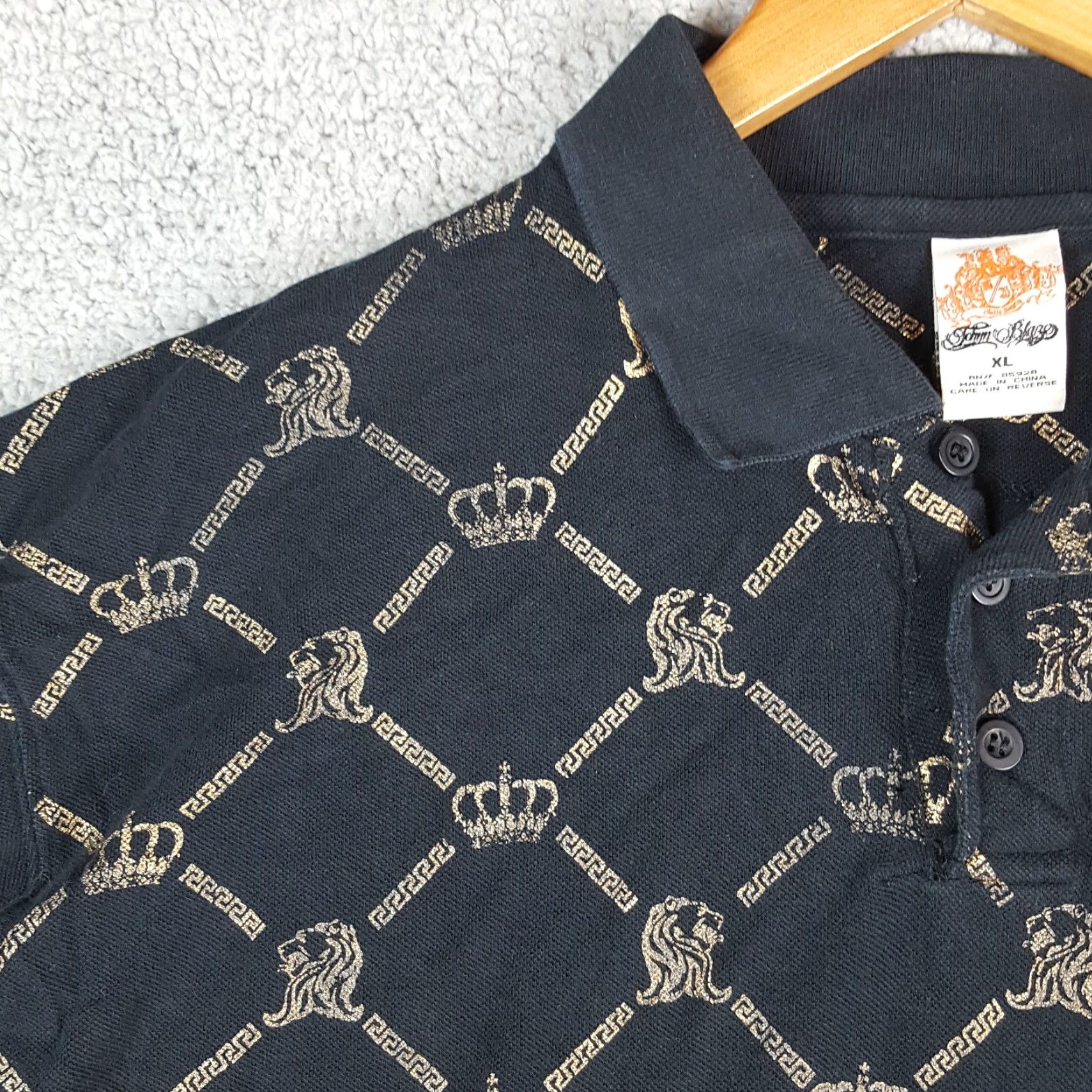 Vintage VINTAGE Johnny Blaze Hip Hop WuTang Polo Shirt Monogram Collar Polo Shirt XL Men Black 90s Grunge Rock Surf Hip Hop Monogram Logo Size US XL / EU 56 / 4 - 4 Thumbnail