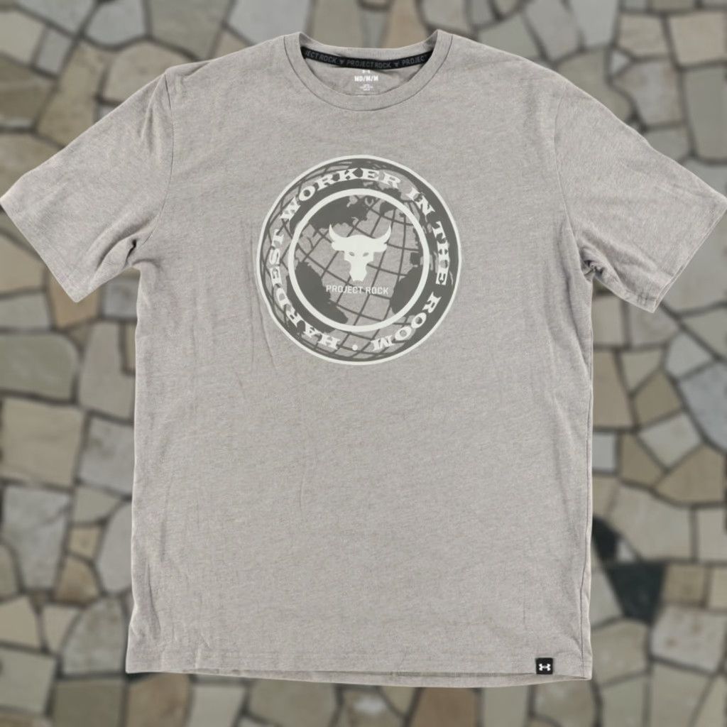 Under Armour Under Armour Project Rock Hardest Worker Solid T-Shirt Gray Men's M Size US M / EU 48-50 / 2 - 1 Thumbnail