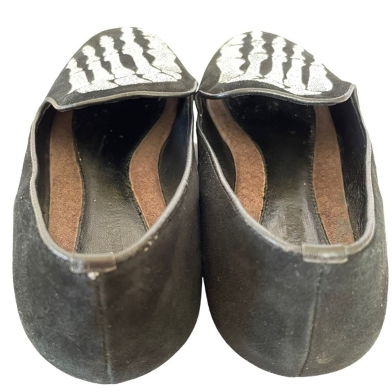 Other Mara & Mine Jem Skull Slippers Silver Skeleton Suede Flats Size US 5 / IT 35 - 9 Thumbnail
