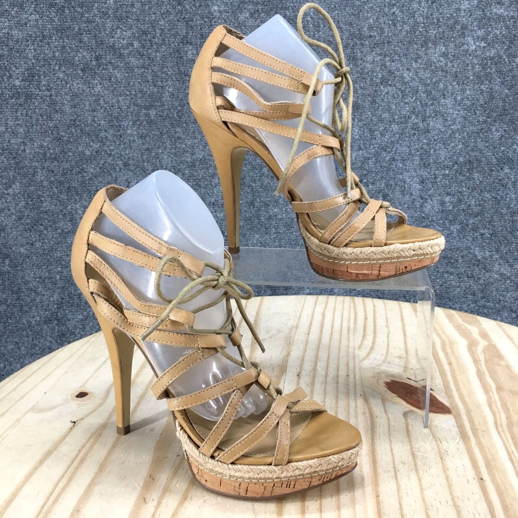 Chinese Laundry Chinese Laundry High Heels Womens 7.5 M Stileto Gladiator Strappy Lace Up Beige Open Toe - 7.5 US Size - 38 EU Size US 8 / IT 38 - 2 Thumbnail