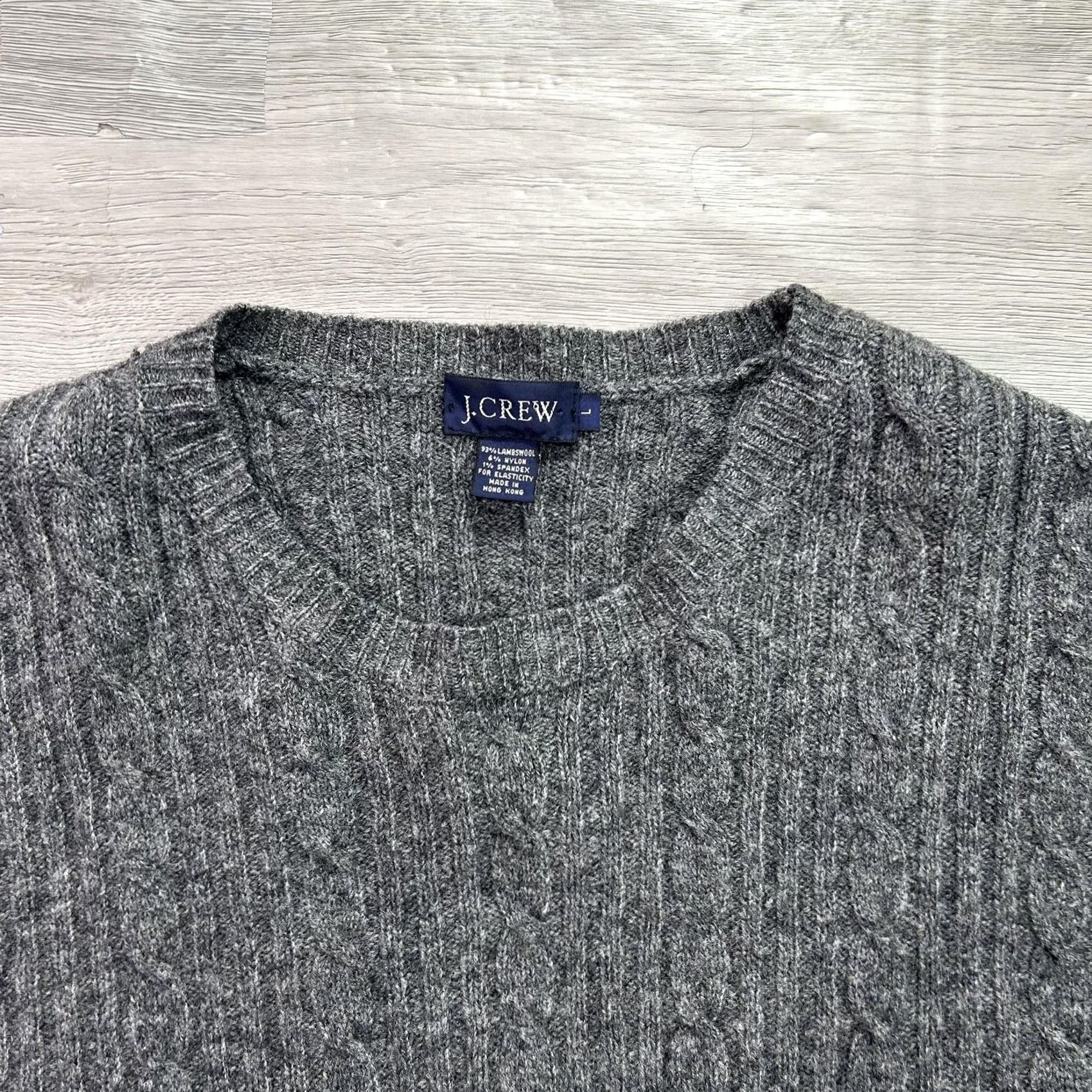 J.Crew VINTAGE J.Crew Sweater Mens Large Gray Lambswool Blend Cable-Knit Crewneck Pullover Size US L / EU 52-54 / 3 - 3 Thumbnail