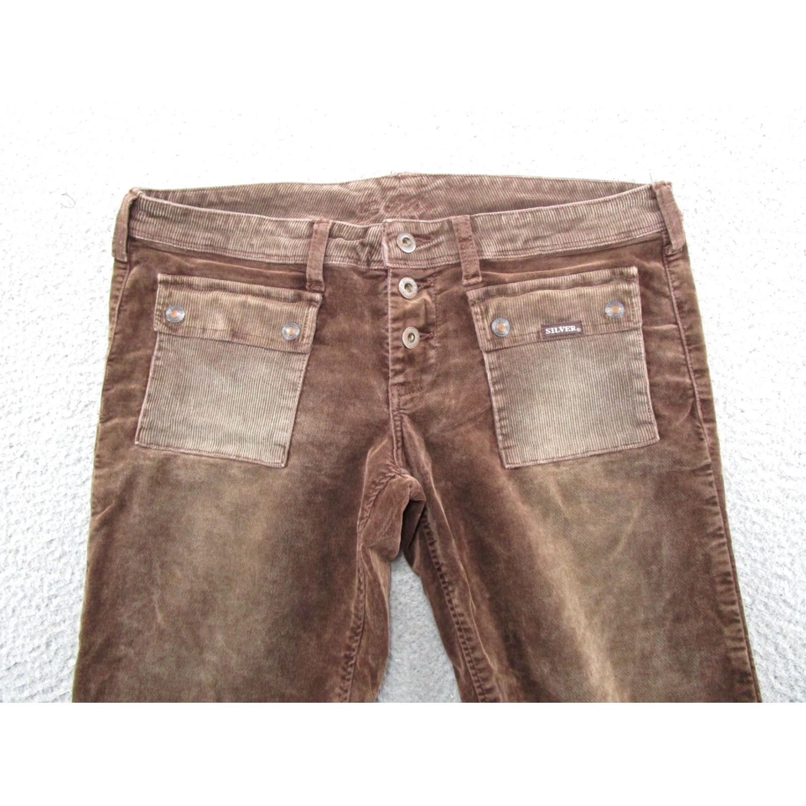 Silver Jeans Co. VINTAGE Silver Jeans Brown Velour Jeans 32x33 90s Cowboy Classic 5-Pocket Bootcut Womens Size 24" / US 00 / IT 34 - 3 Thumbnail
