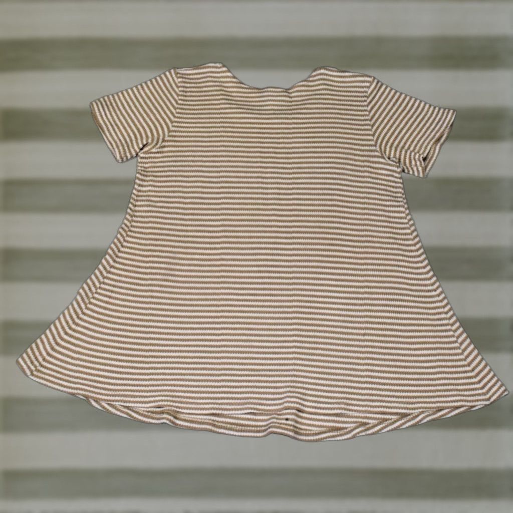 VINTAGE Zoomers Shirt Size S Beige White Striped Waffle Weave 80s Made USA