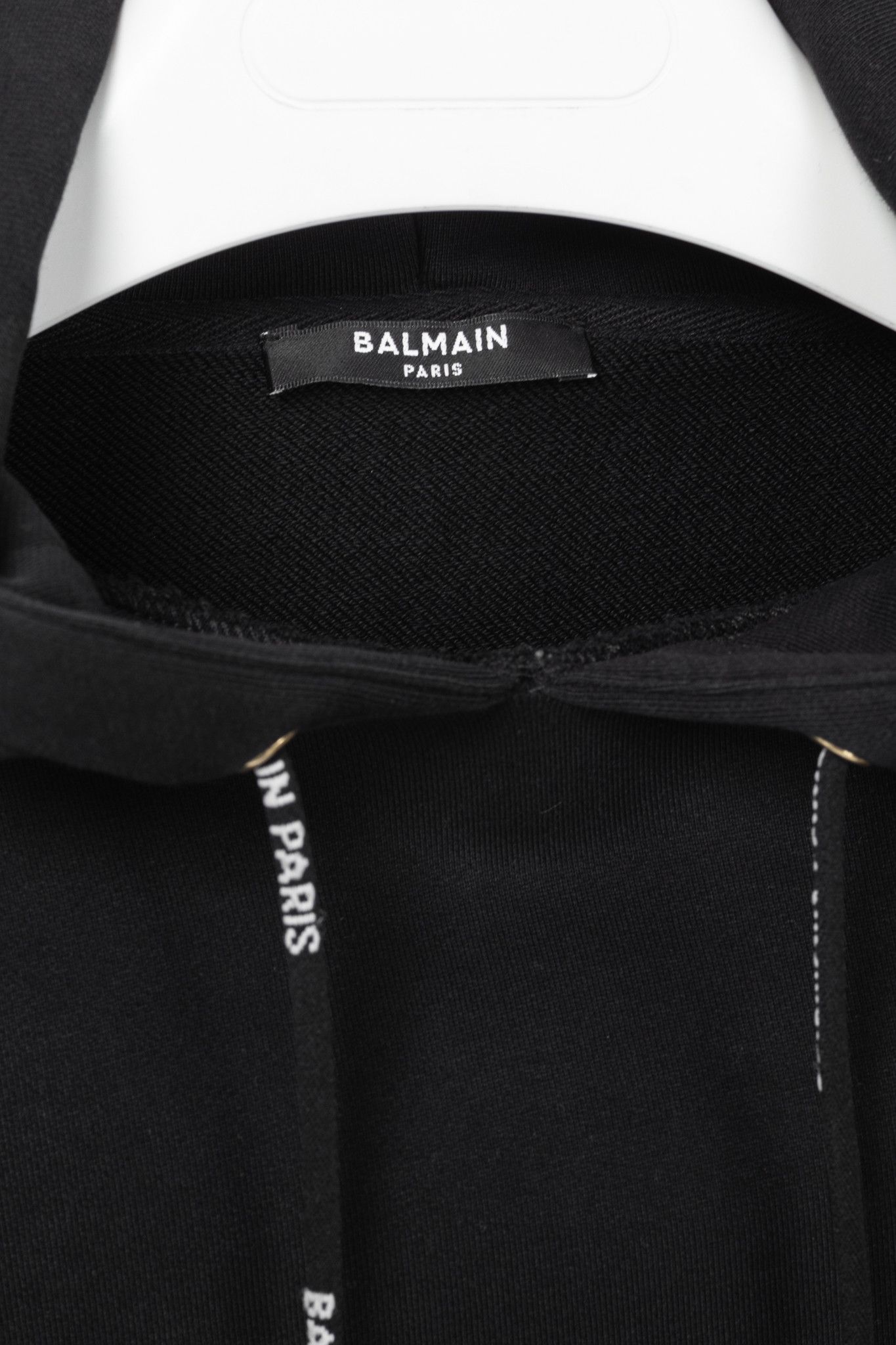Balmain Balmain Black Cropped Cotton Logo Hoodie Size M / US 6-8 / IT 42-44 - 4 Thumbnail