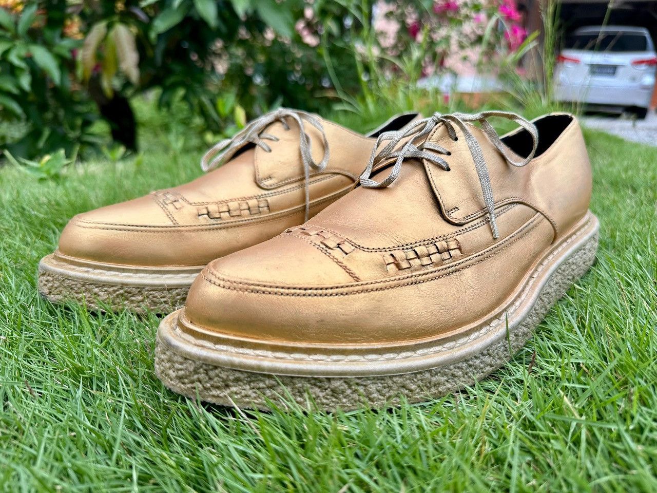 Hedi Slimane × Saint Laurent Paris Saint Laurent By Heidi Slimane Metallic Gold Lace Up Classic Size US 9.5 / EU 42-43 - 9 Thumbnail