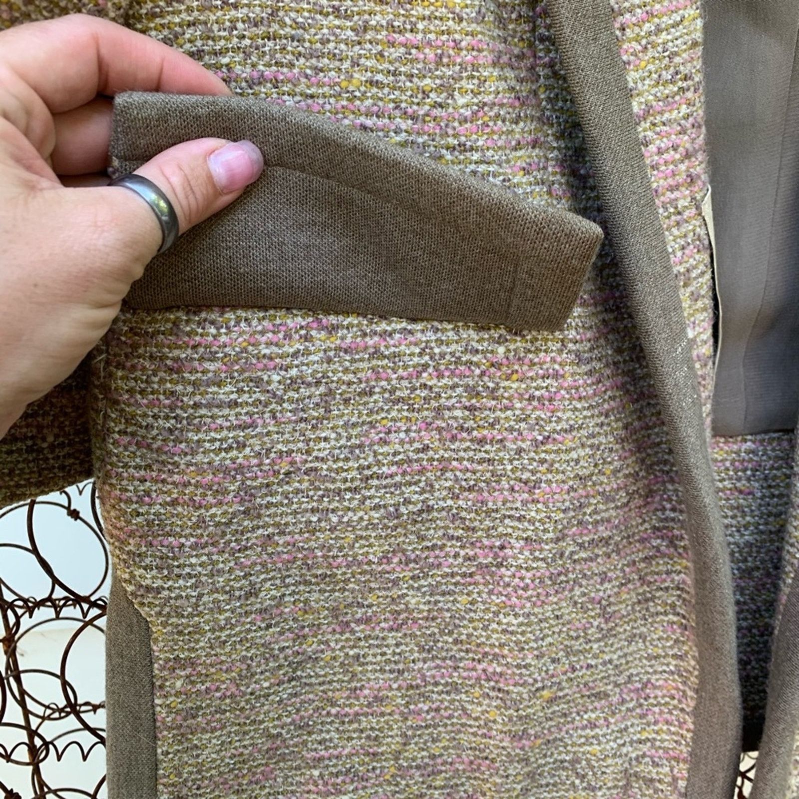 Vintage Vintage Lilli Ann Paris open front tan wool jacket LARGE? Size L / US 10 / IT 46 - 3 Thumbnail