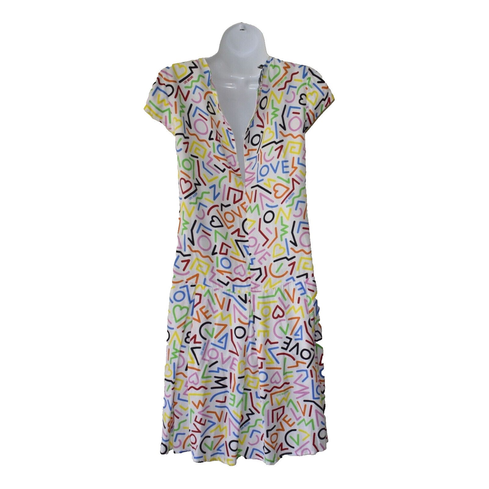 Love Moschino LOVE MOSCHINO Love Printed White Cap Sleeve Mini Dress Sz 8 Size M / US 6-8 / IT 42-44 - 4 Thumbnail
